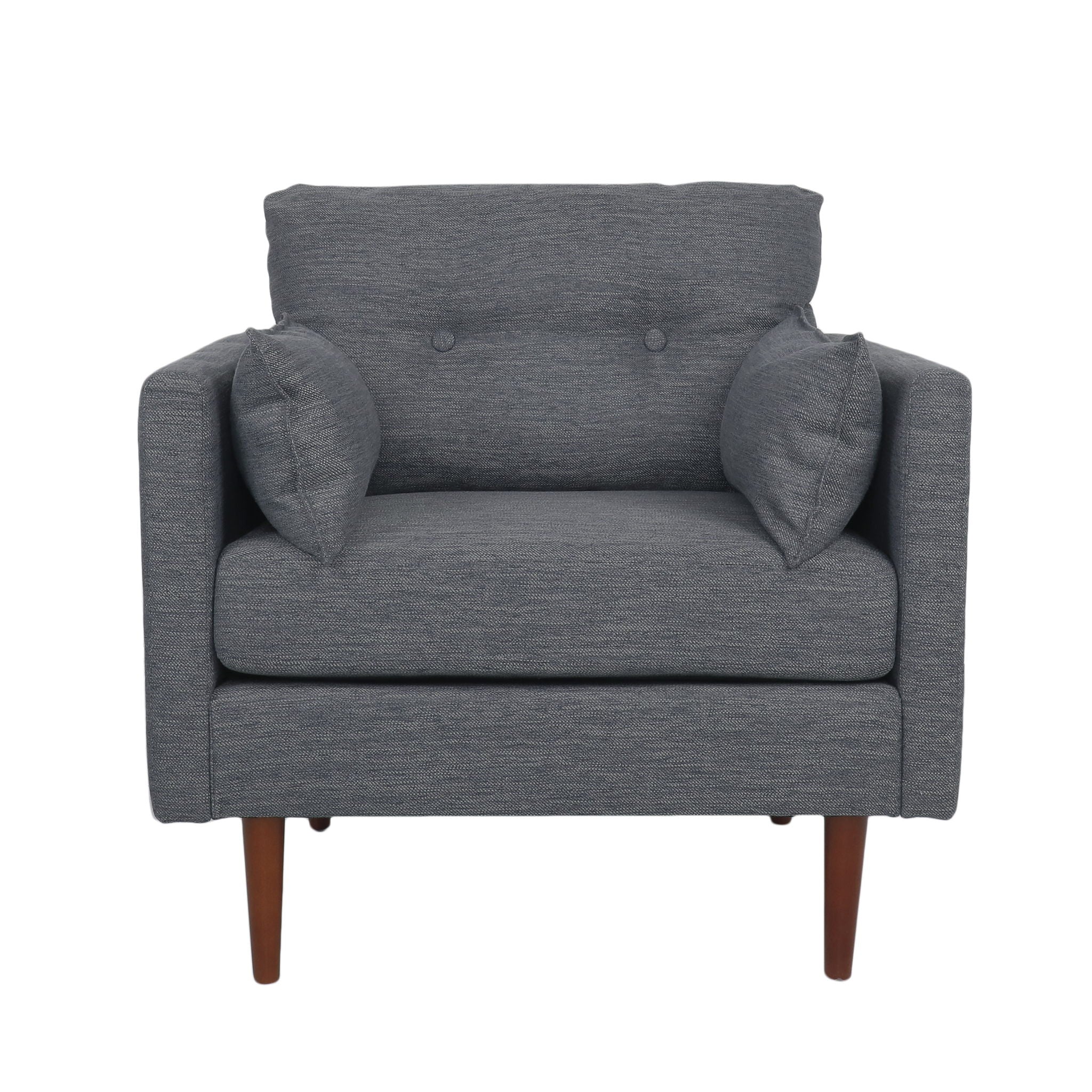 Enchantica Upholstered Fabric Club Chair with Button Tufting and 2 Accent Pillows