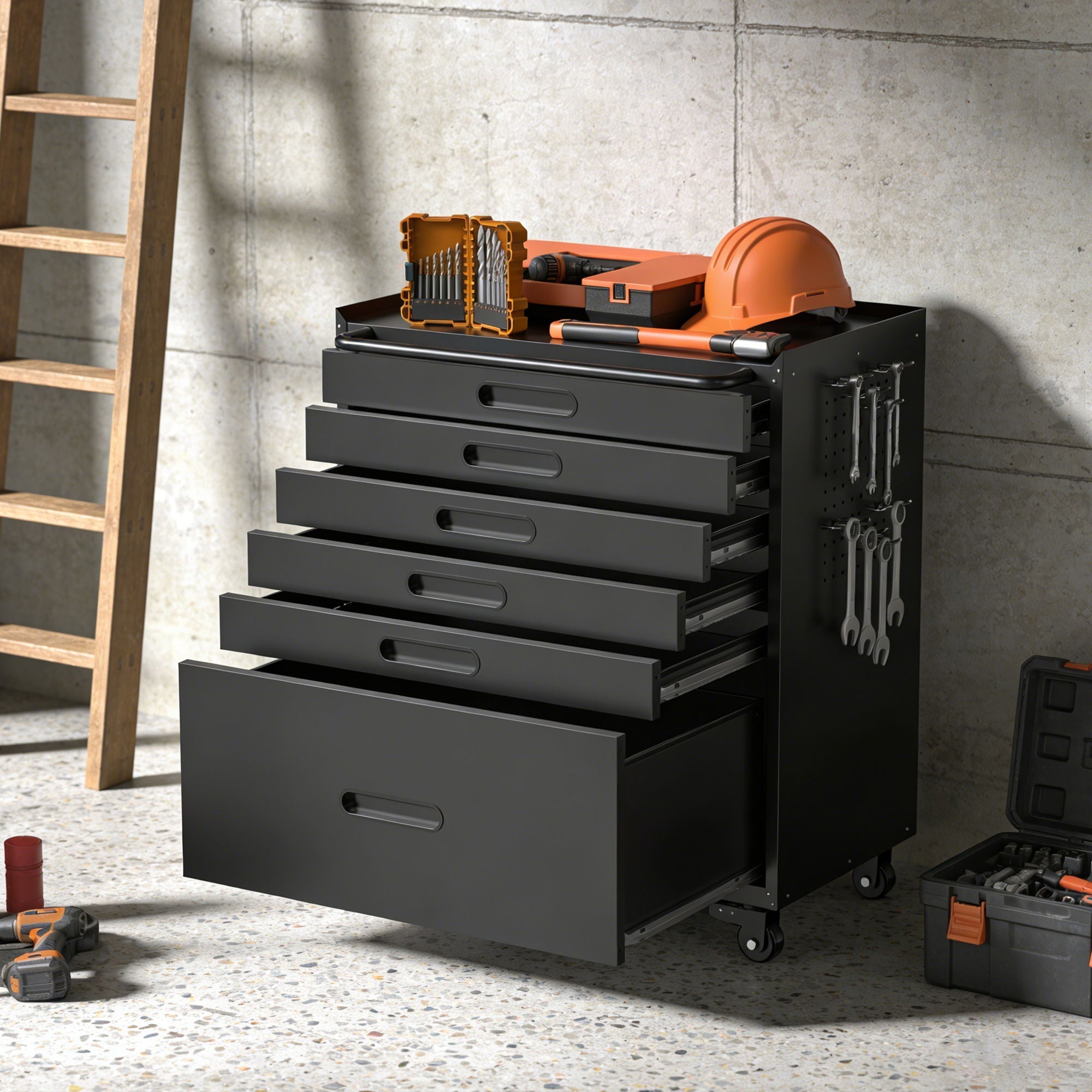 Rolling Tool Cabinet Heavy Duty Garage Storage With Lockable Doors