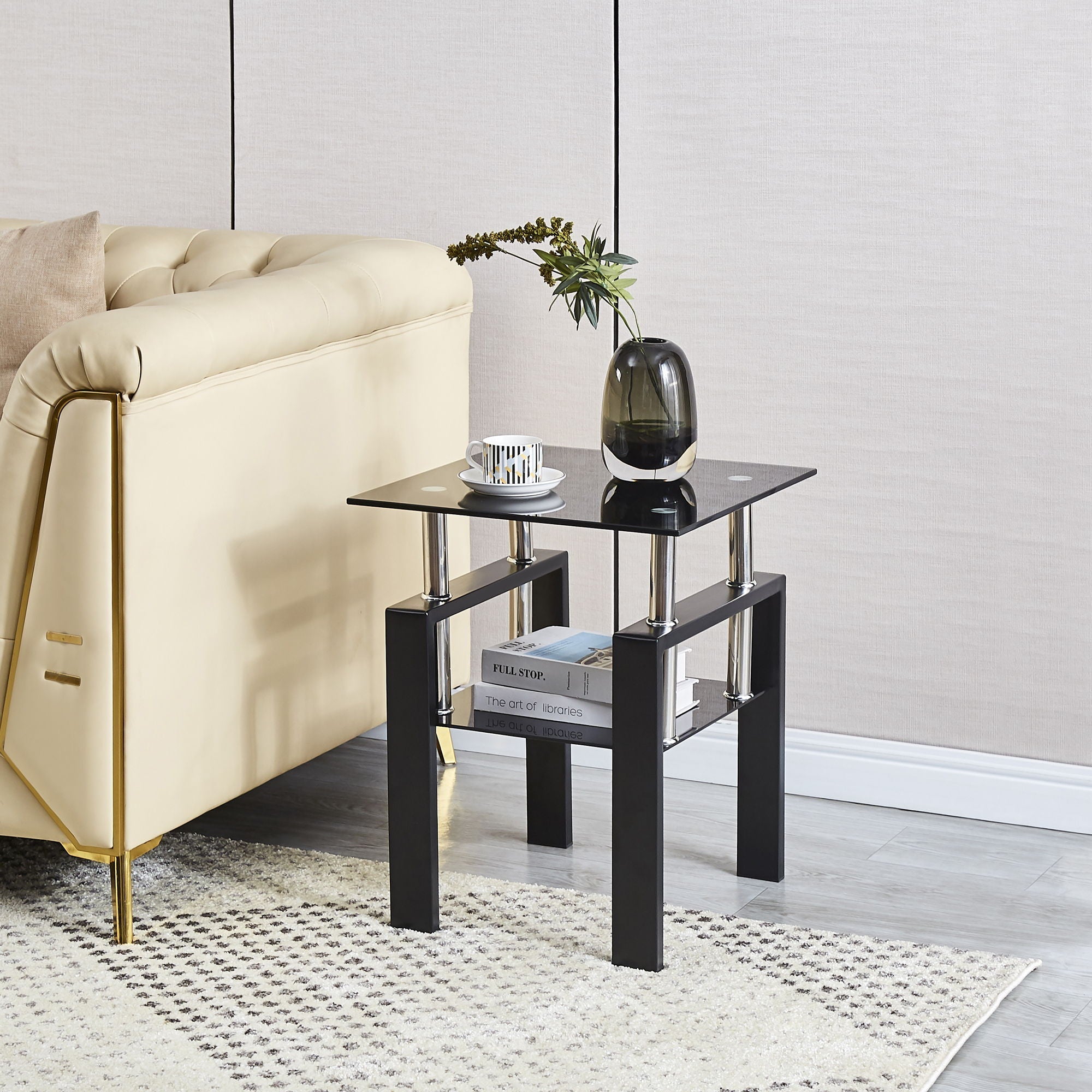 Tempered Glass Table With Storage