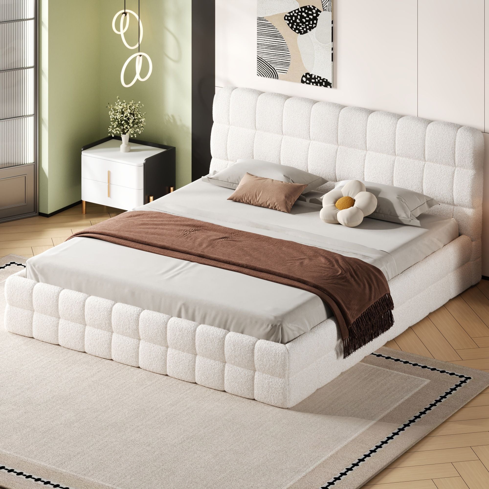 Upholstered Platform Bed With Headboard