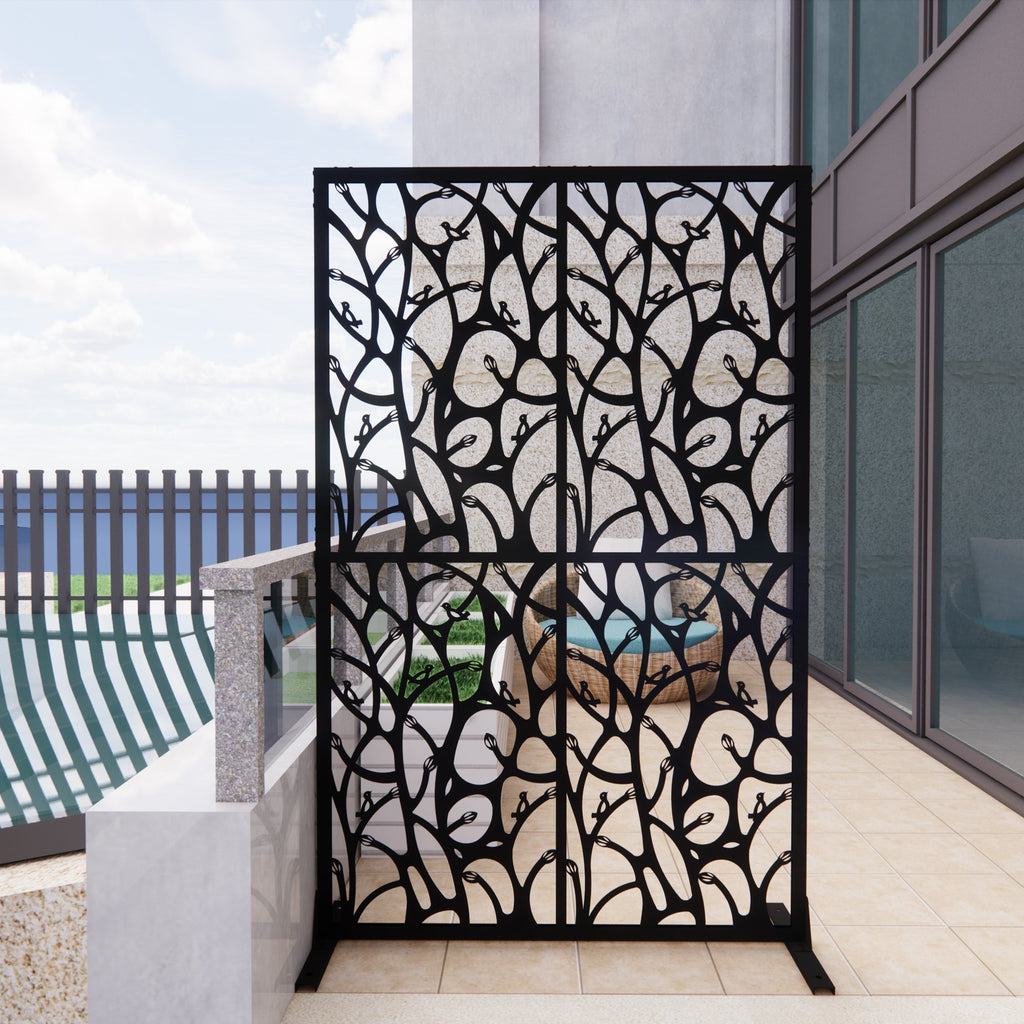 Metal Privacy Screen 3.8 Ft W x 6 Ft H Indoor Outdoor Divider