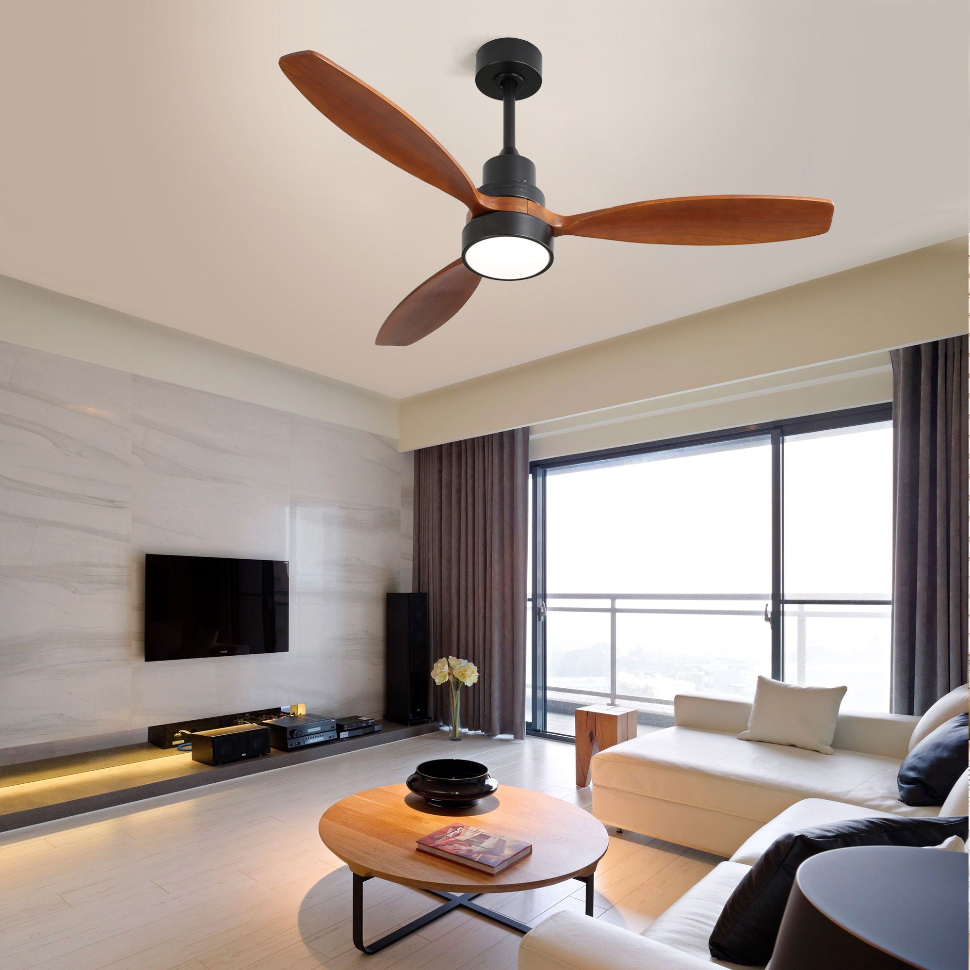 Ceiling Fan With Reversible DC Motor, LED Light & Remote Control