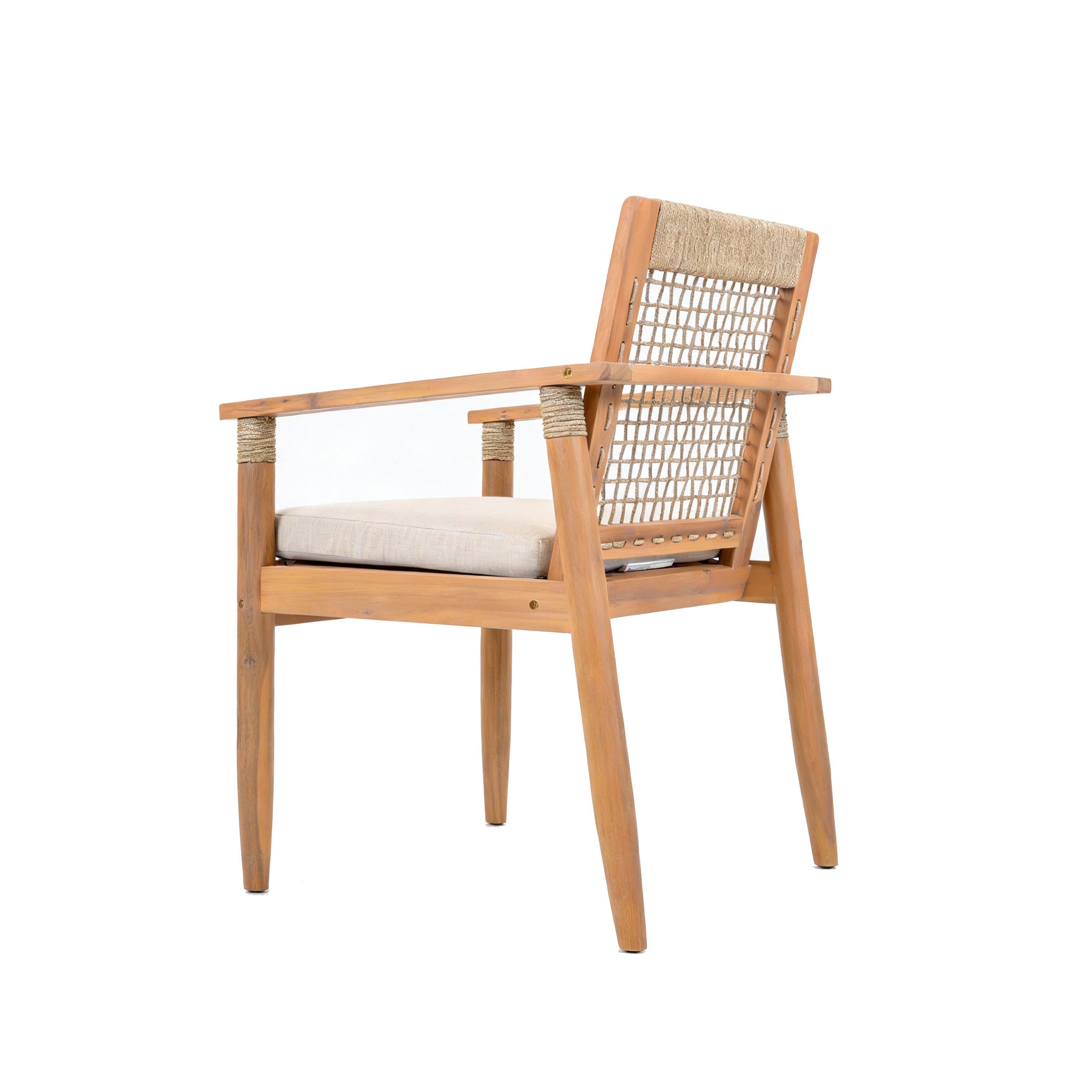 Outdoor Dining Chairs Set of 2 with Acacia Wood and Rope Design