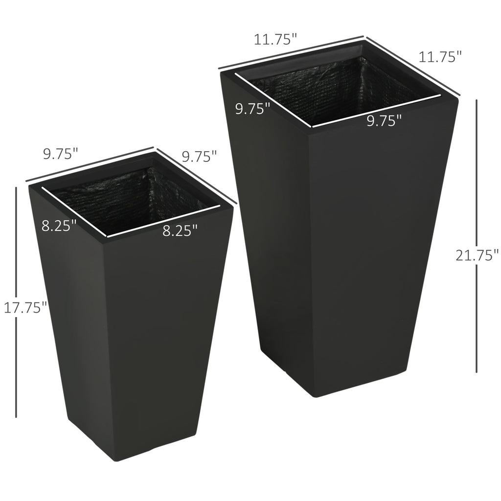 Tall Plant Pot 2-Pack Outdoor Planter Set with Drainage Holes