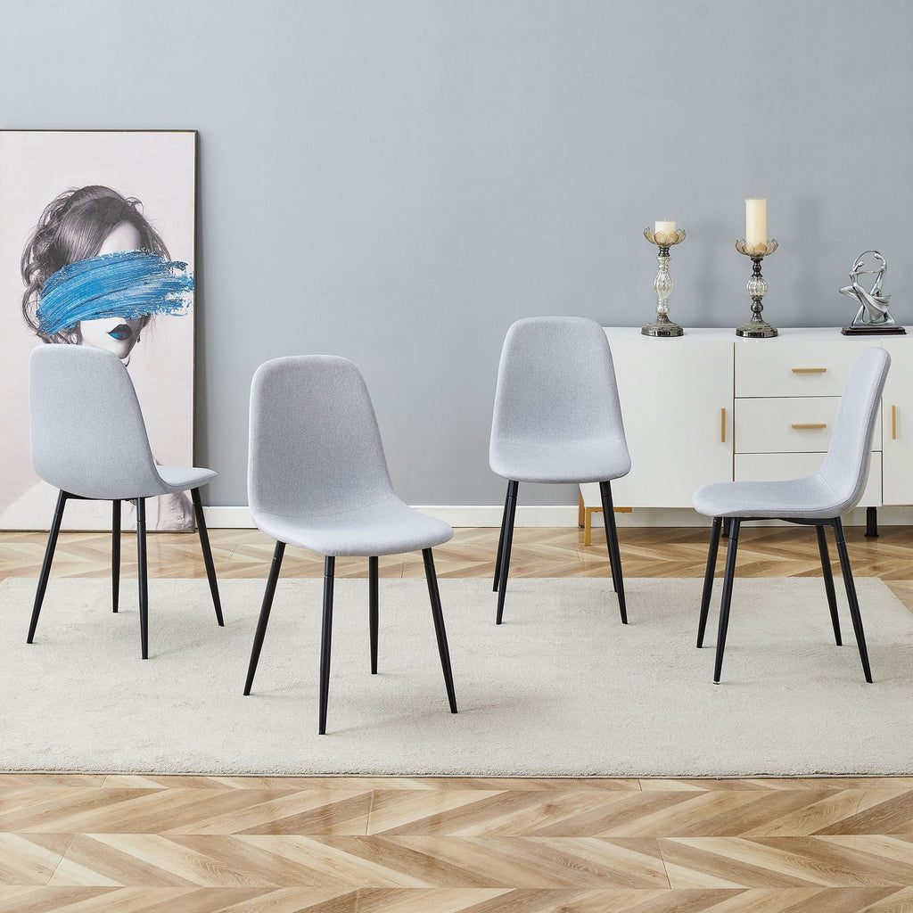 Modern Medieval Style Cushioned Side Chairs Set With Metal Legs For Kitchens