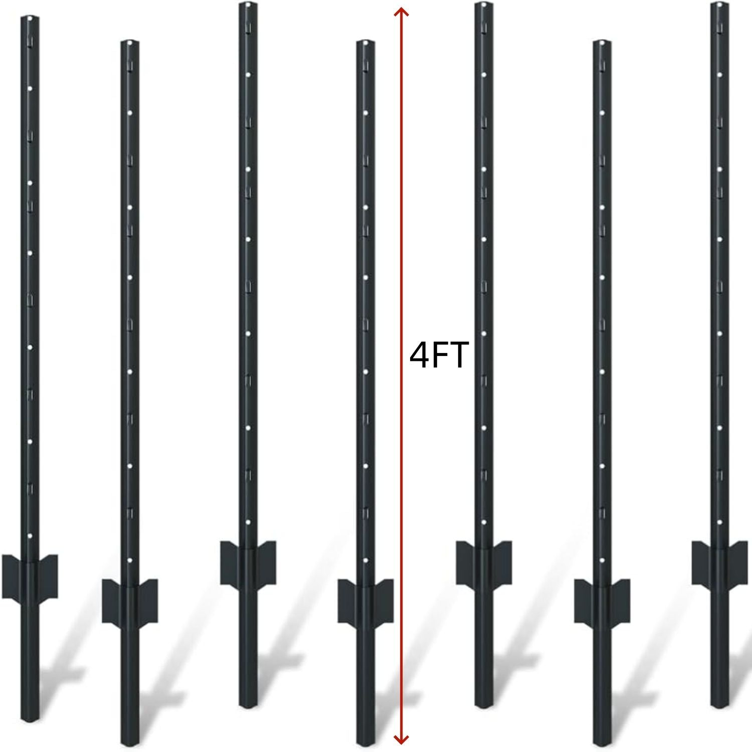 4 Foot U-Shaped Metal Garden Fence Posts Set for Wire Mesh Fencing