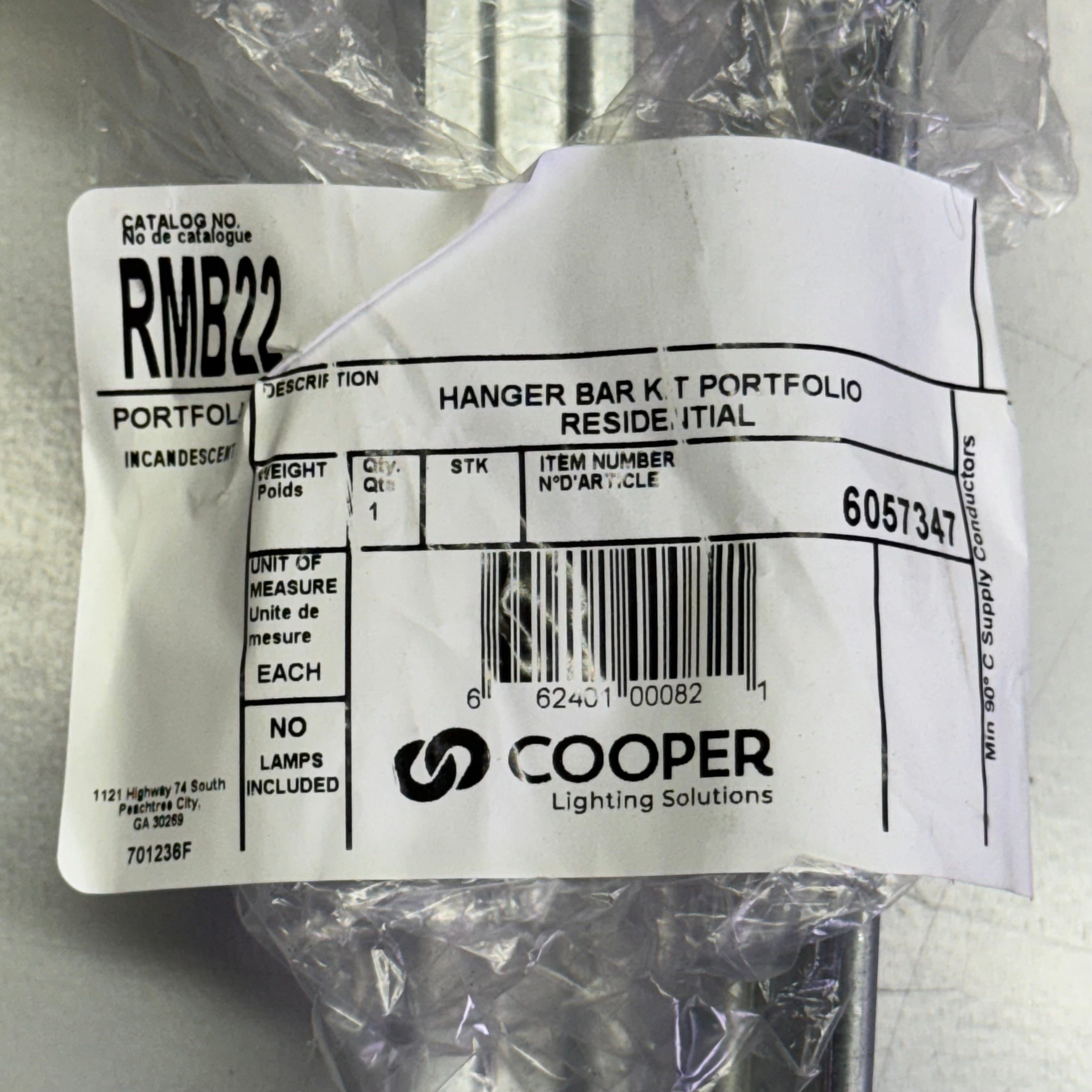 COOPER Hanger Bar K T Portfolio Residential 22"L Grey RMB22