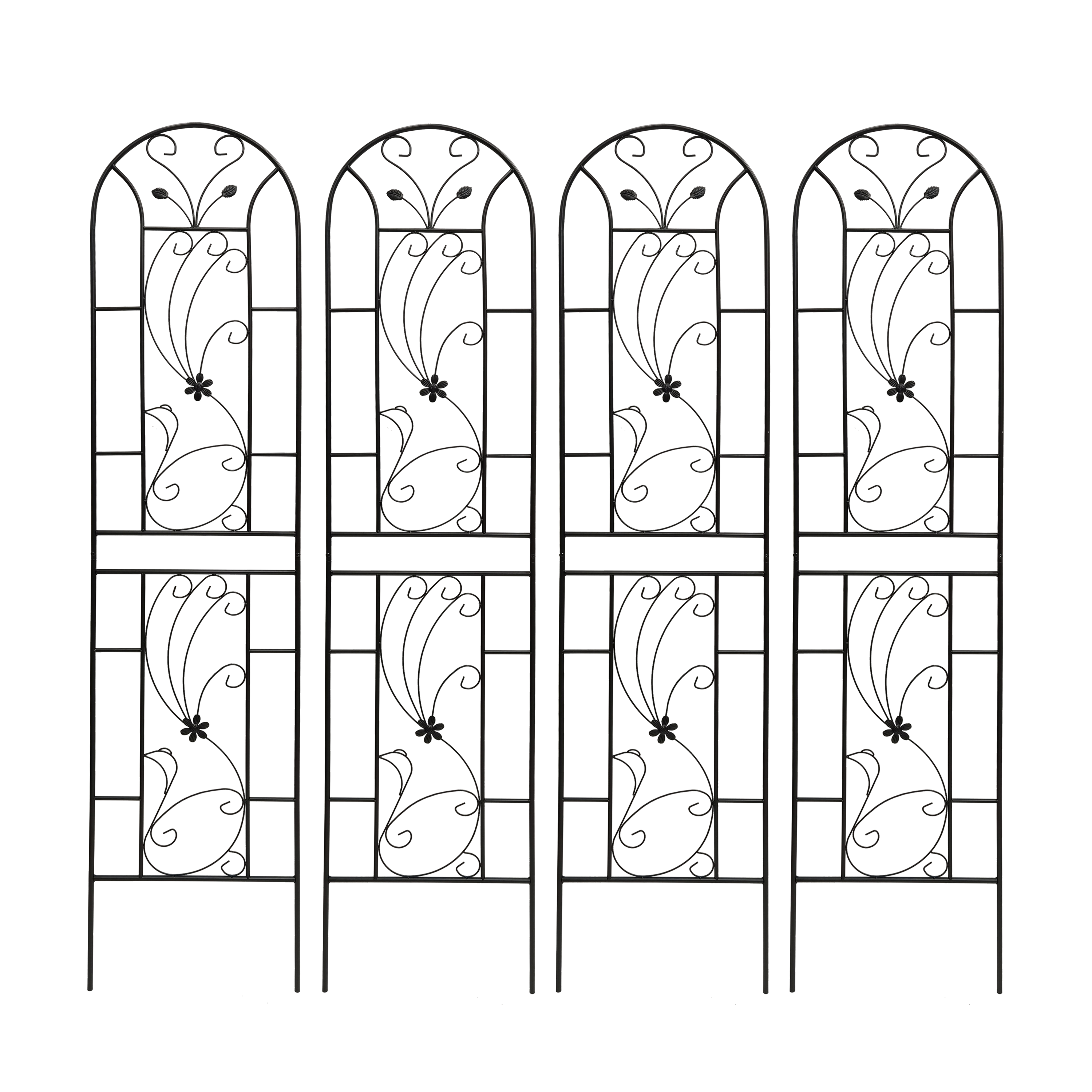 4 Pack Metal Garden Trellis 86.7'' x 19.7'' Rustproof Black