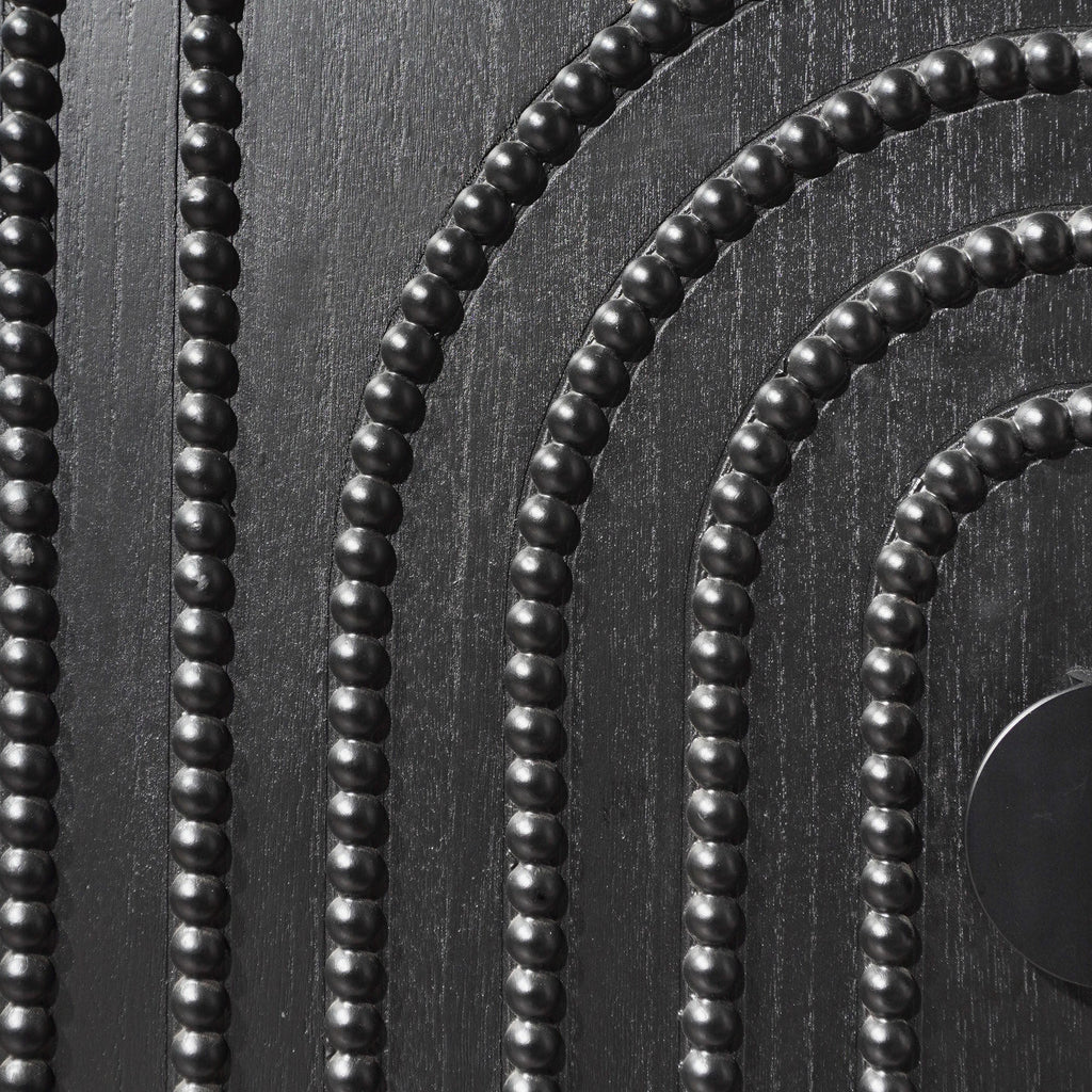 Modern Black Wood Storage Cabinet with Decorative Door