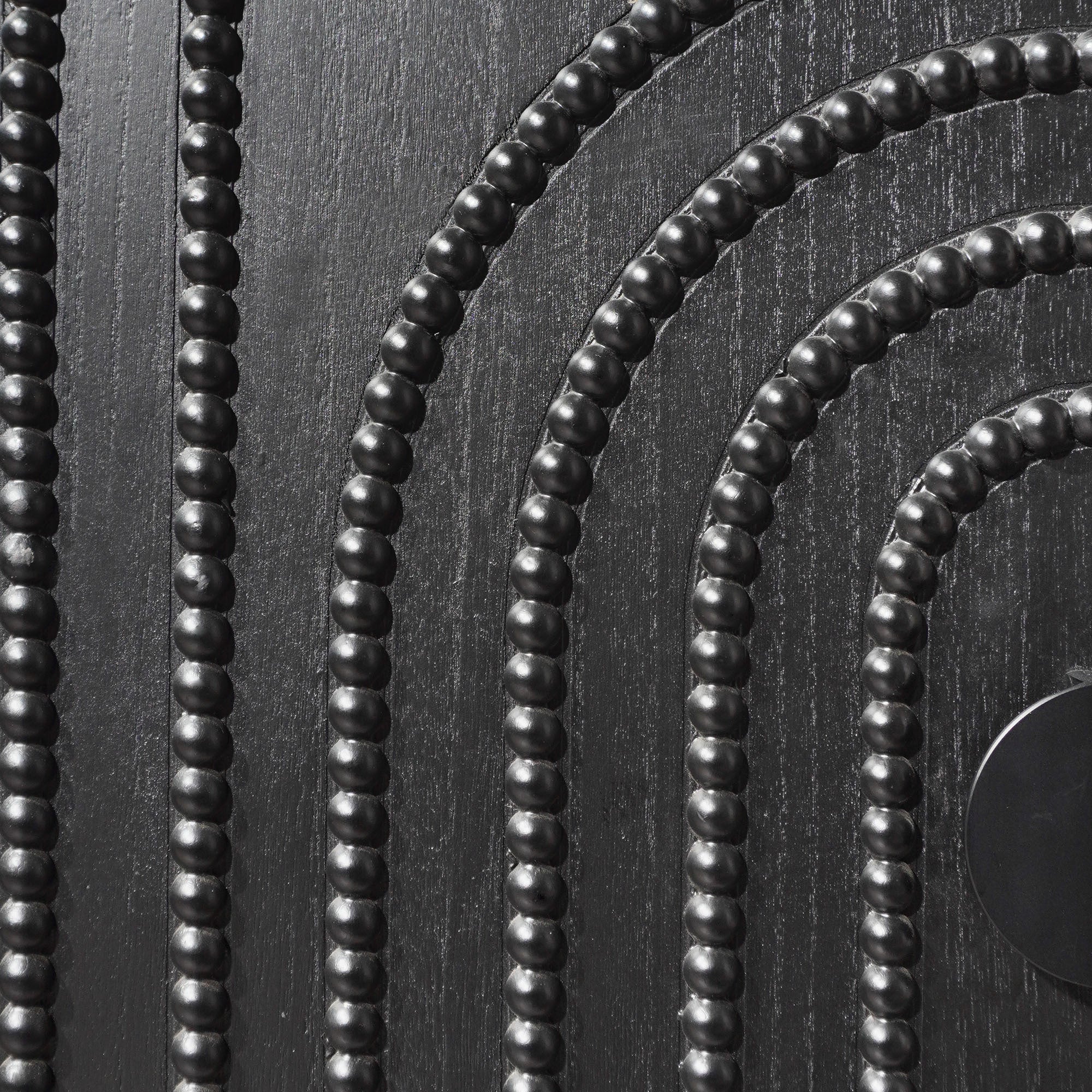 Modern Black Wood Storage Cabinet with Decorative Door