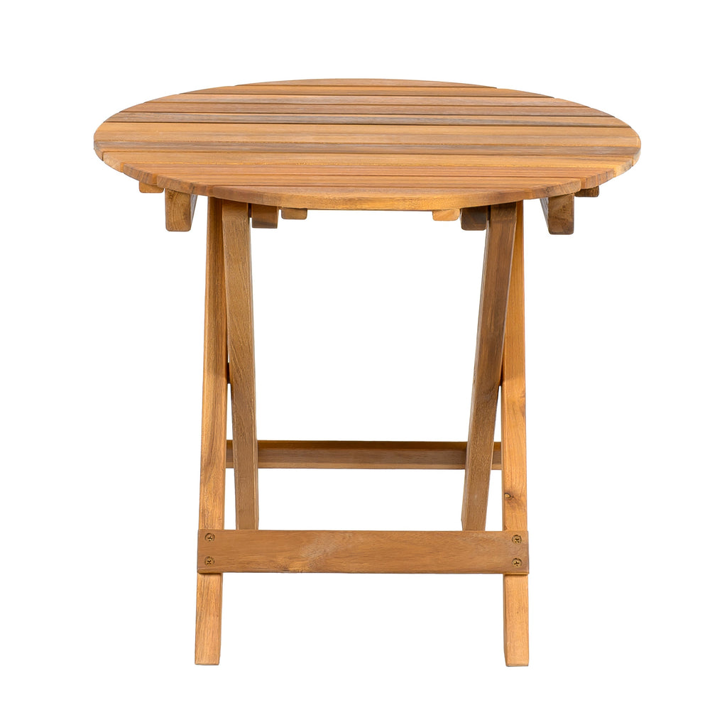 Patio Conversation Set with Foldable Acacia Wood Table and Cushioned Armchairs