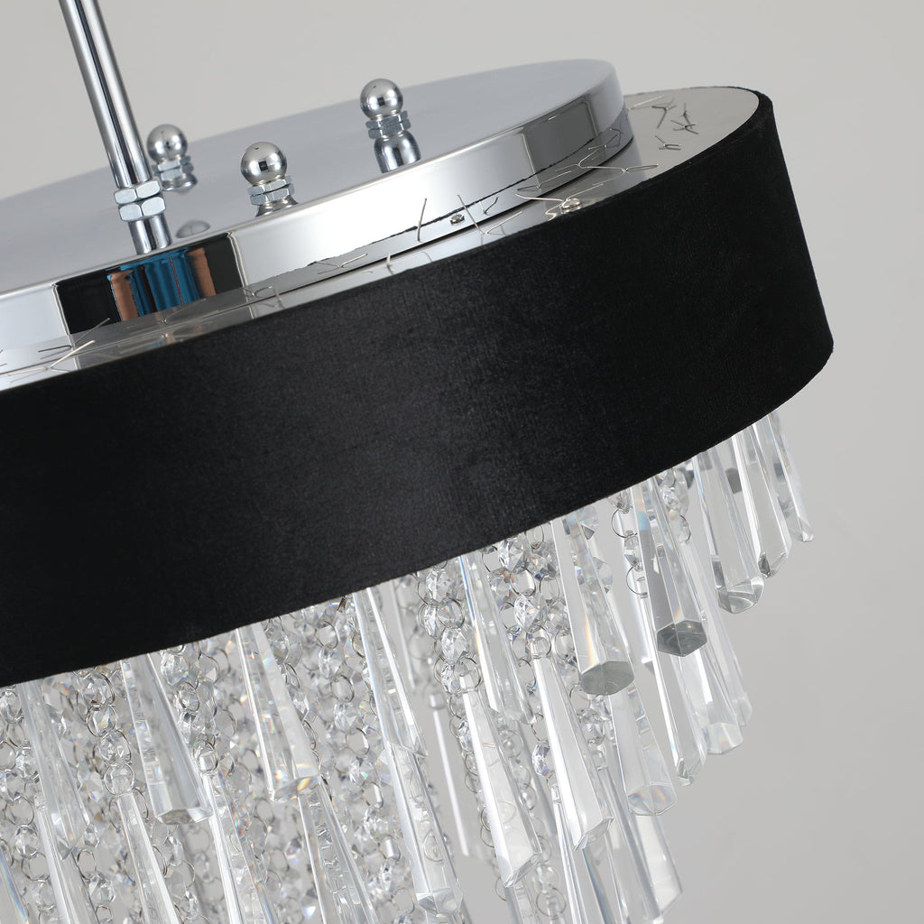 18-inch Modern Crystal Chandelier with Black Velvet Shade
