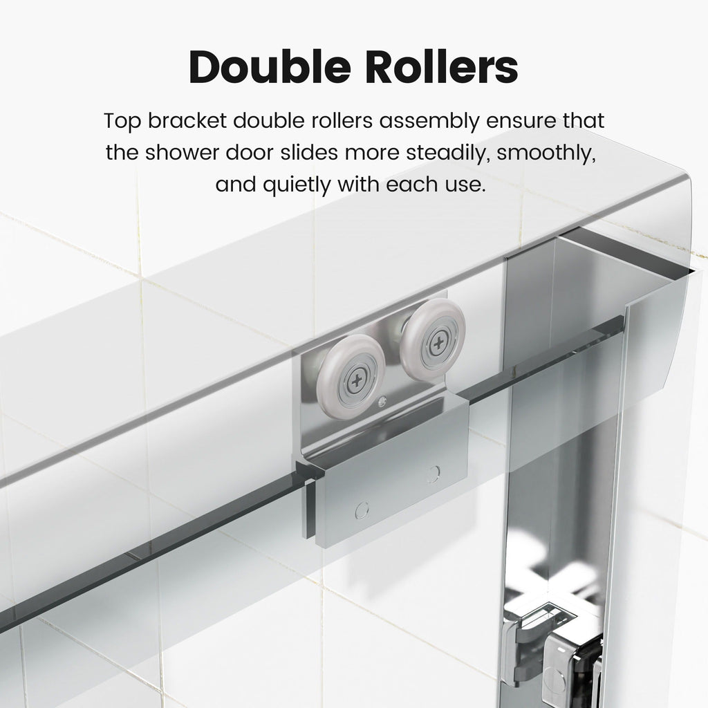 Semi Frameless Double Sliding Shower Door with Tempered Glass