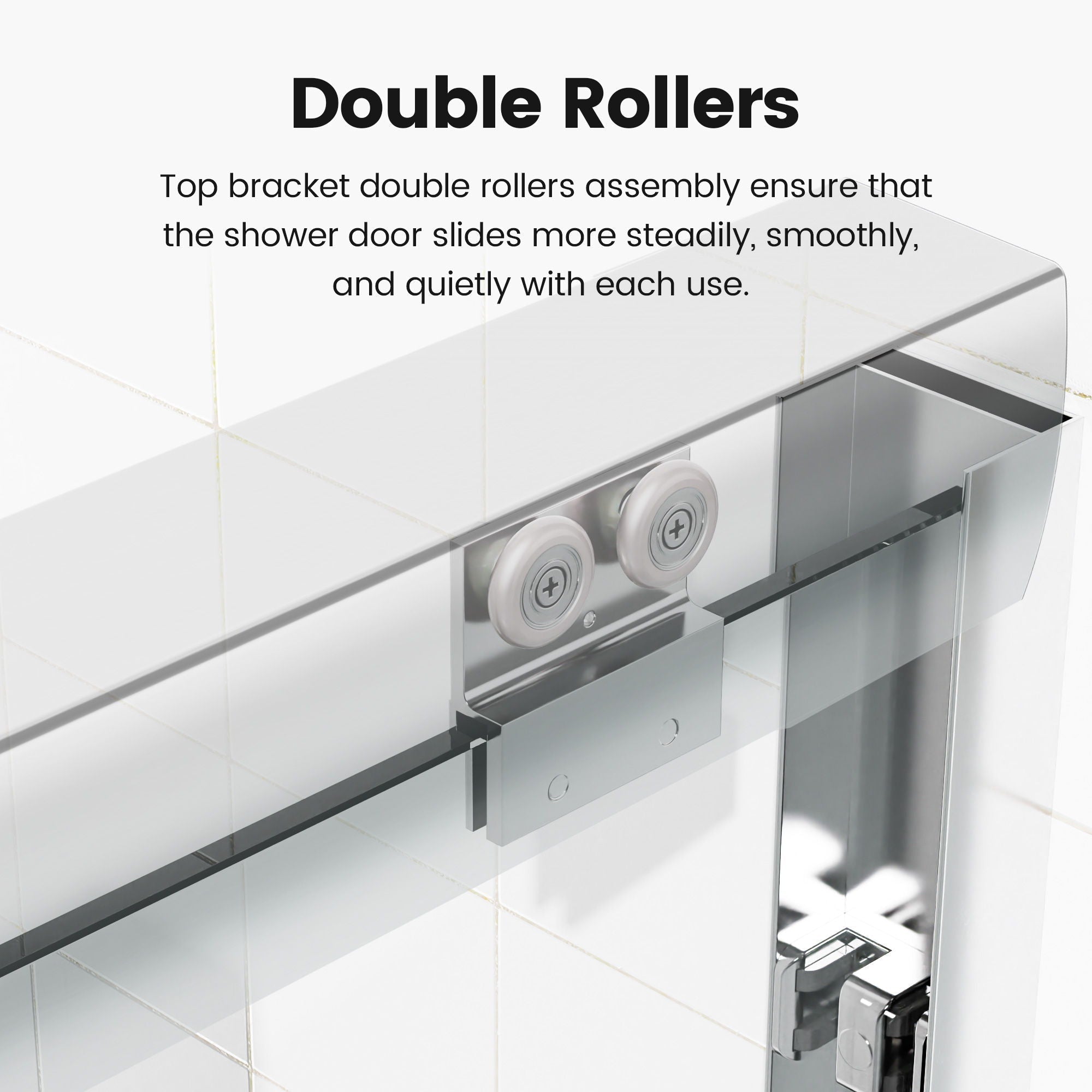 Semi Frameless Double Sliding Shower Door with Tempered Glass