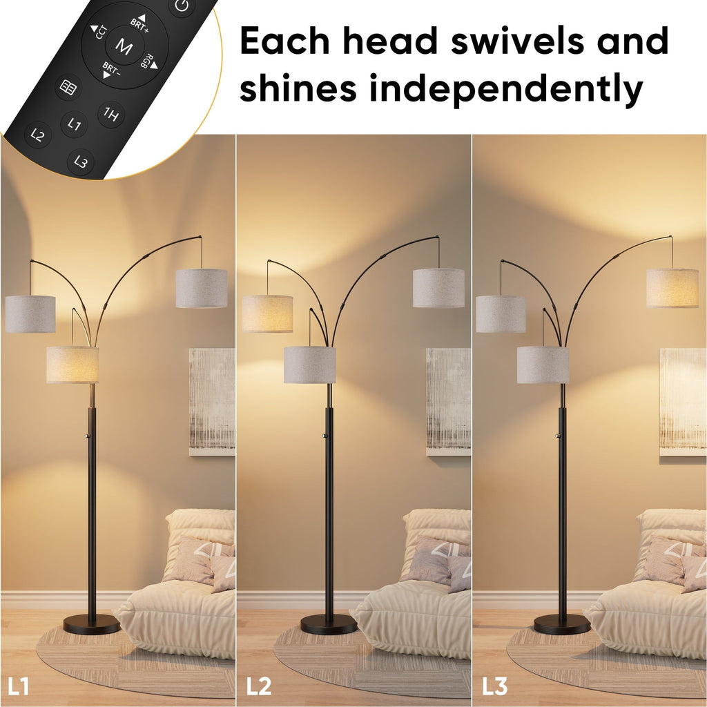 Three-Color Temperature & Dimmable Three-Head Floor Lamp