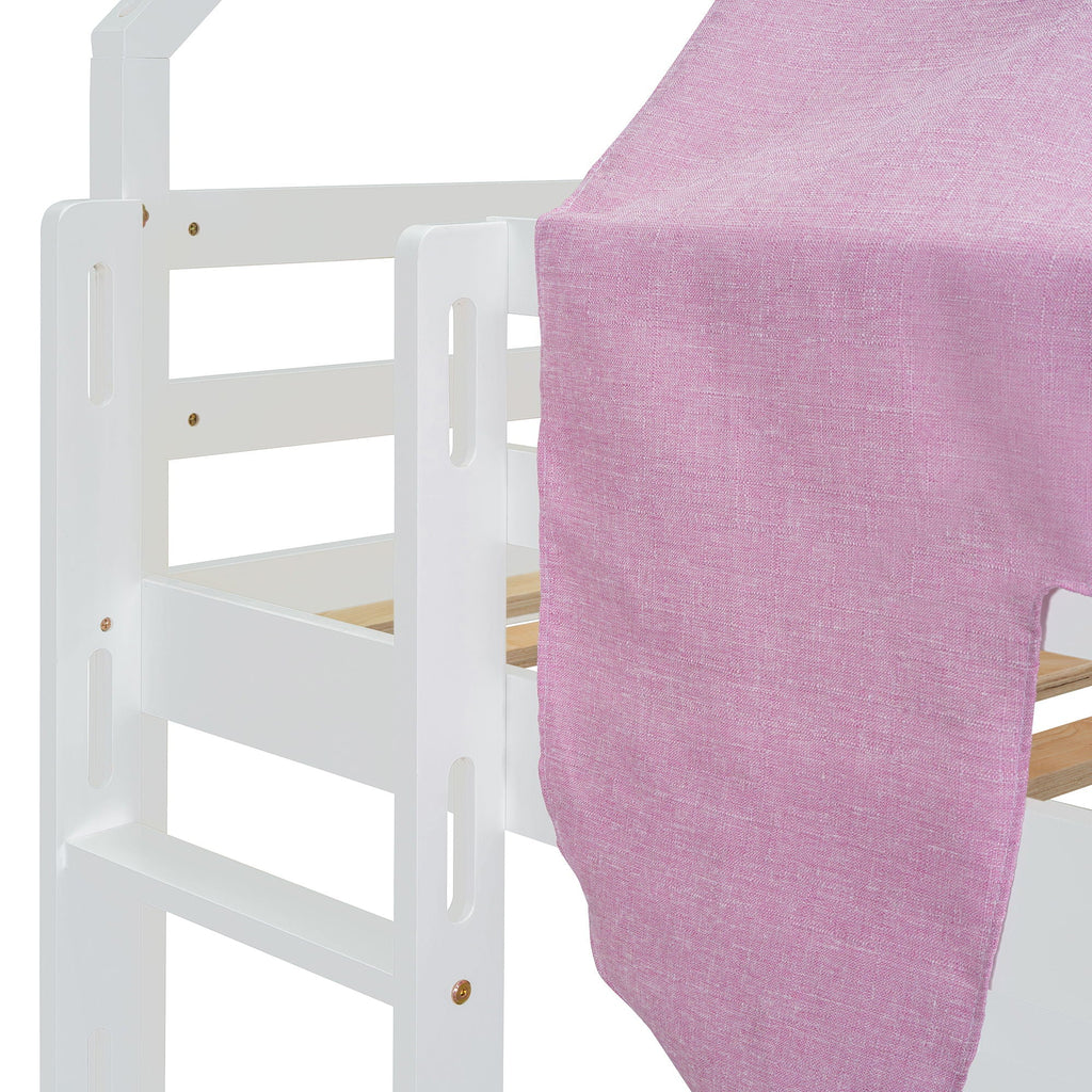 Loft Bed With House Shaped Frame And Tent