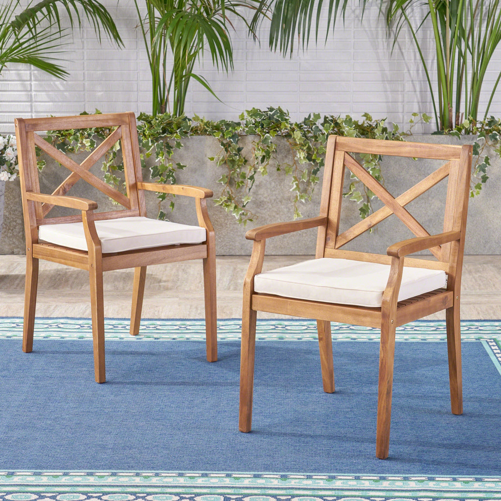 Perla Dining Chair 2-Piece Set with Cream Cushions