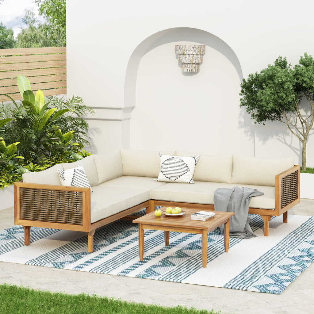 Premium Outdoor Sofa Set With Waterproof Cushions Sectional Seating Group