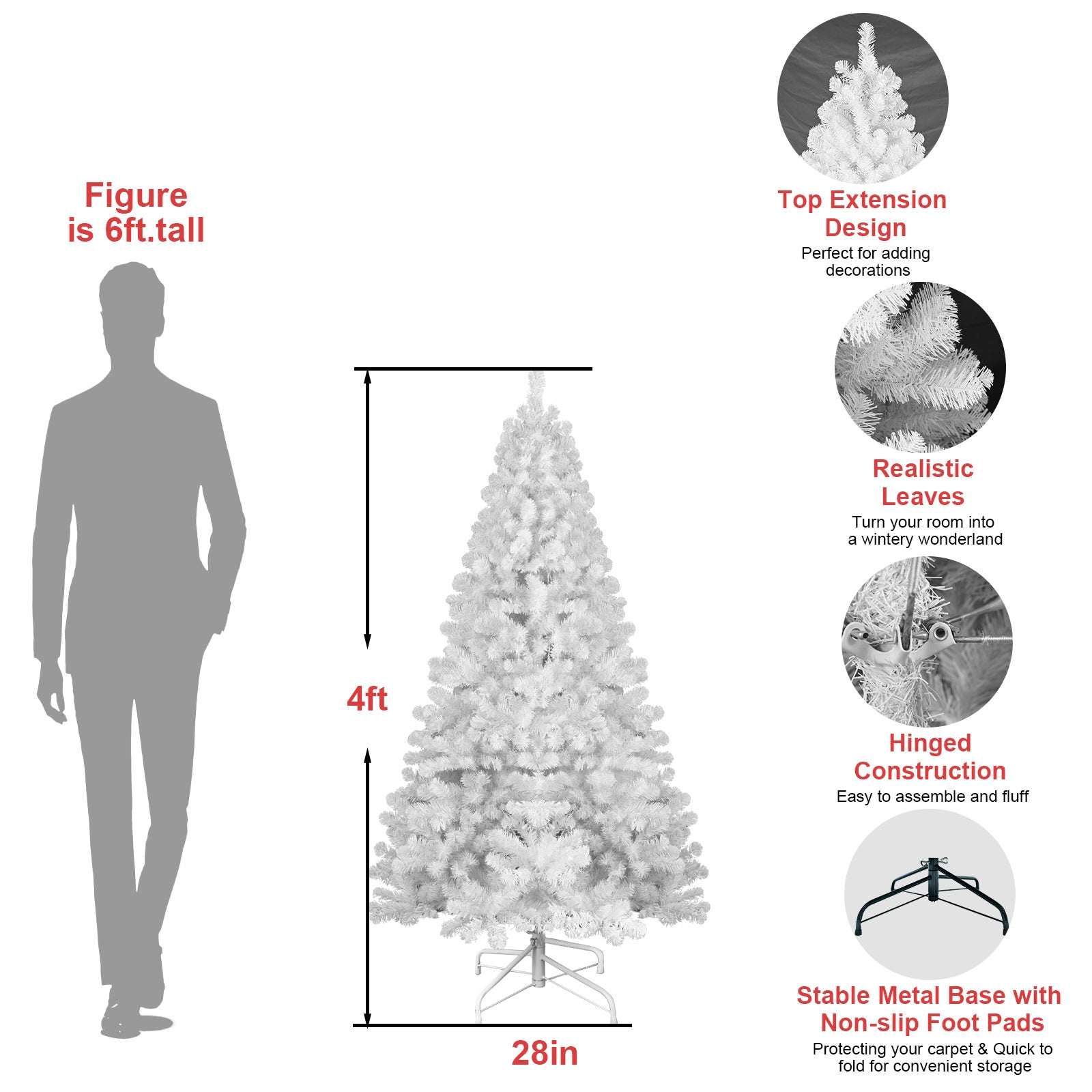 7ft White Christmas Tree with Memory Wire and 1064 Tips