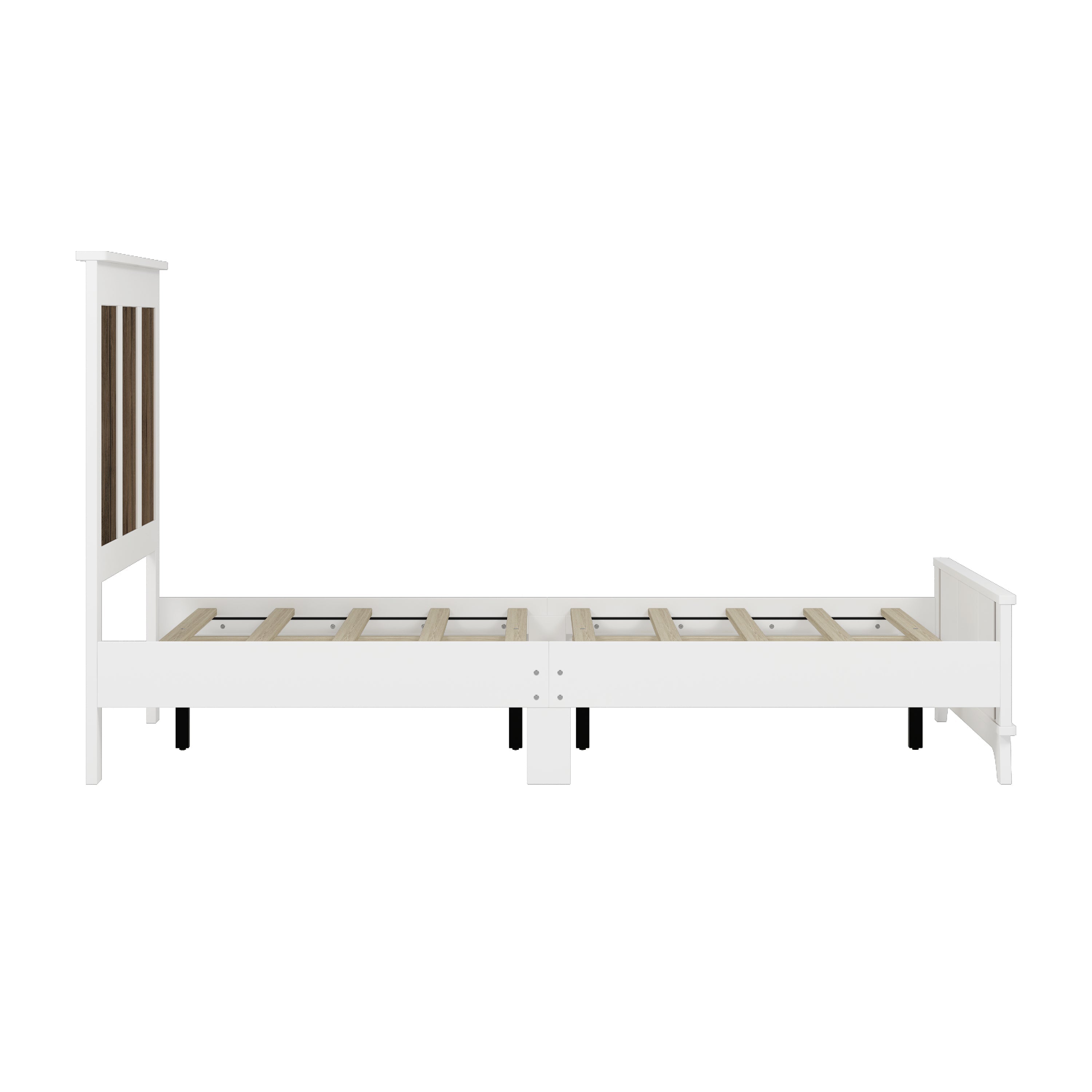 4-Pieces Bedroom Sets, Queen Size Farmhouse Platform Bed with Storage