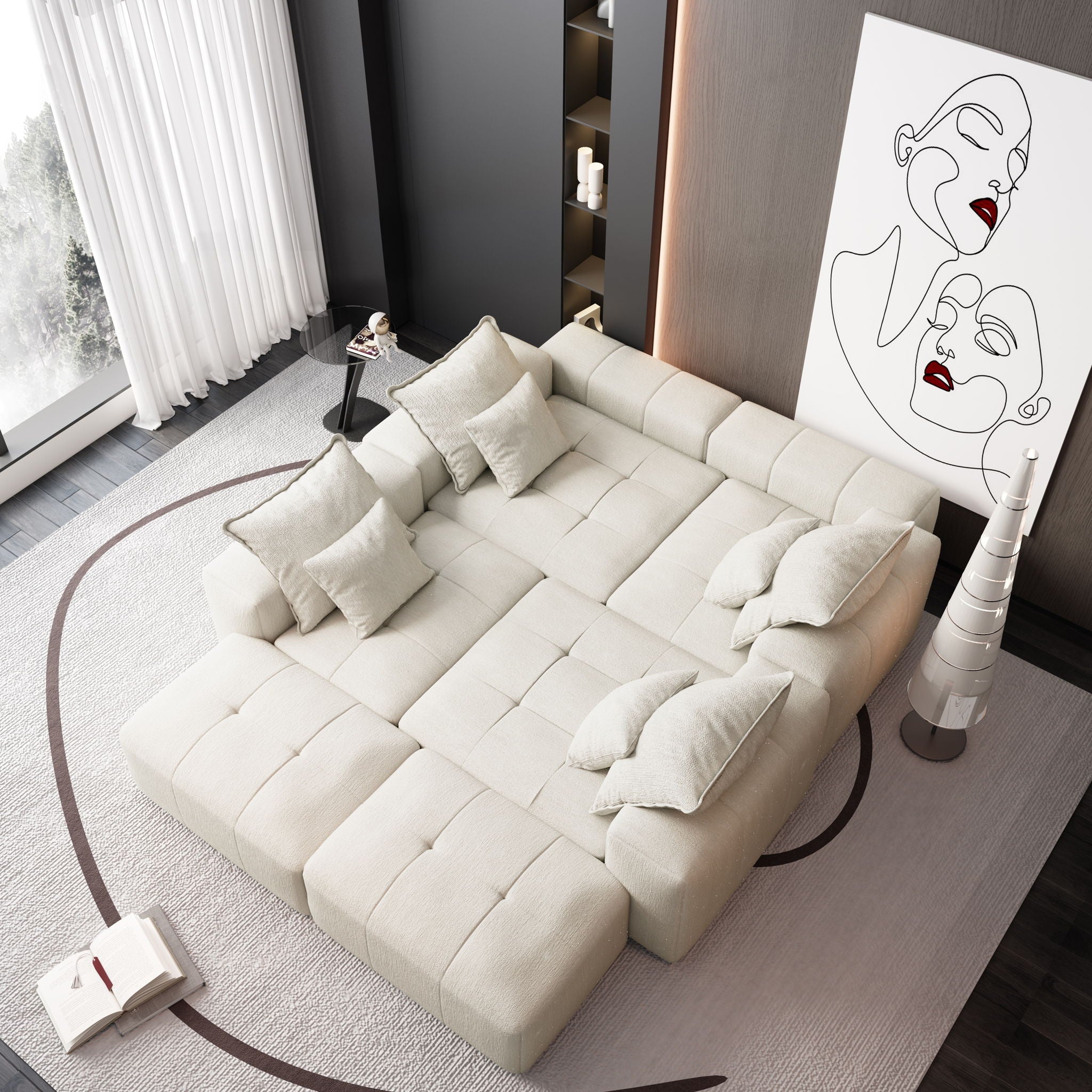 Modern Oversized DIY Combination Modular Sectional Sofa With Pillows