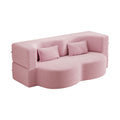 Modern Floor Sofa With Two Pillows Convertible Teddy Fabric Foam Filled Bed