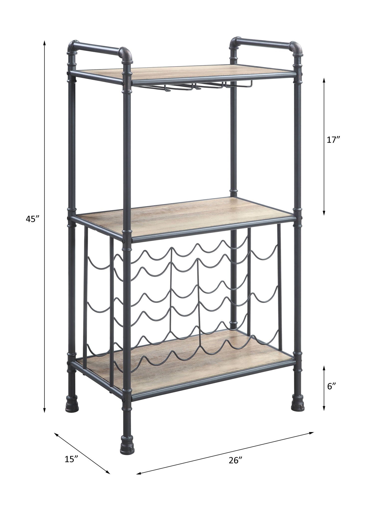 Brantley Wine Rack - Gray / Oak