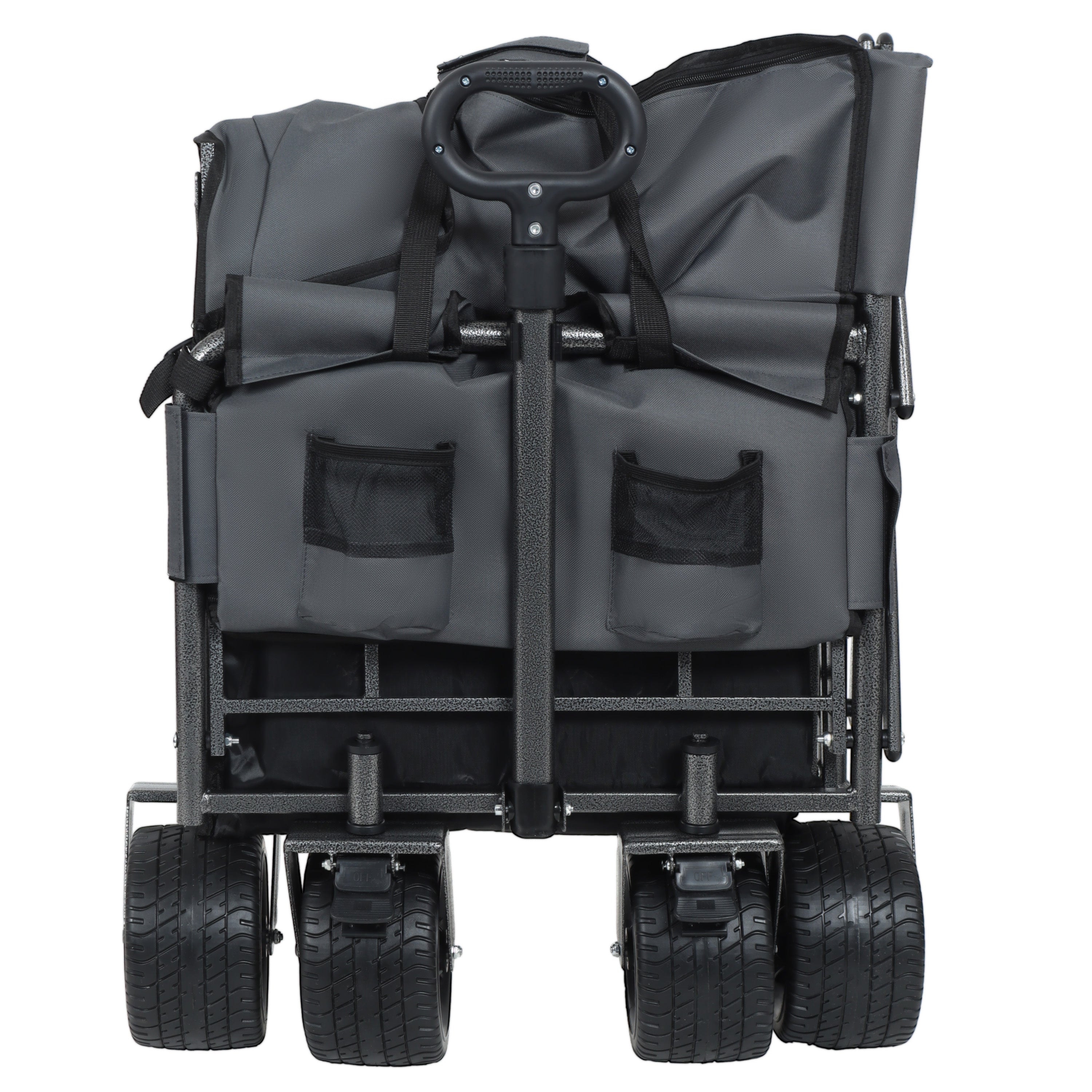 3-in-1 Convertible Folding Wagon Cart with Bench Seat & Storage