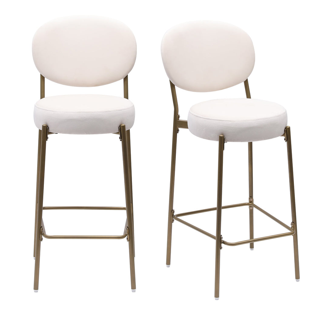 29'' Upholstered Velvet Bar Stools with Backrest & Footrest - Set of 2