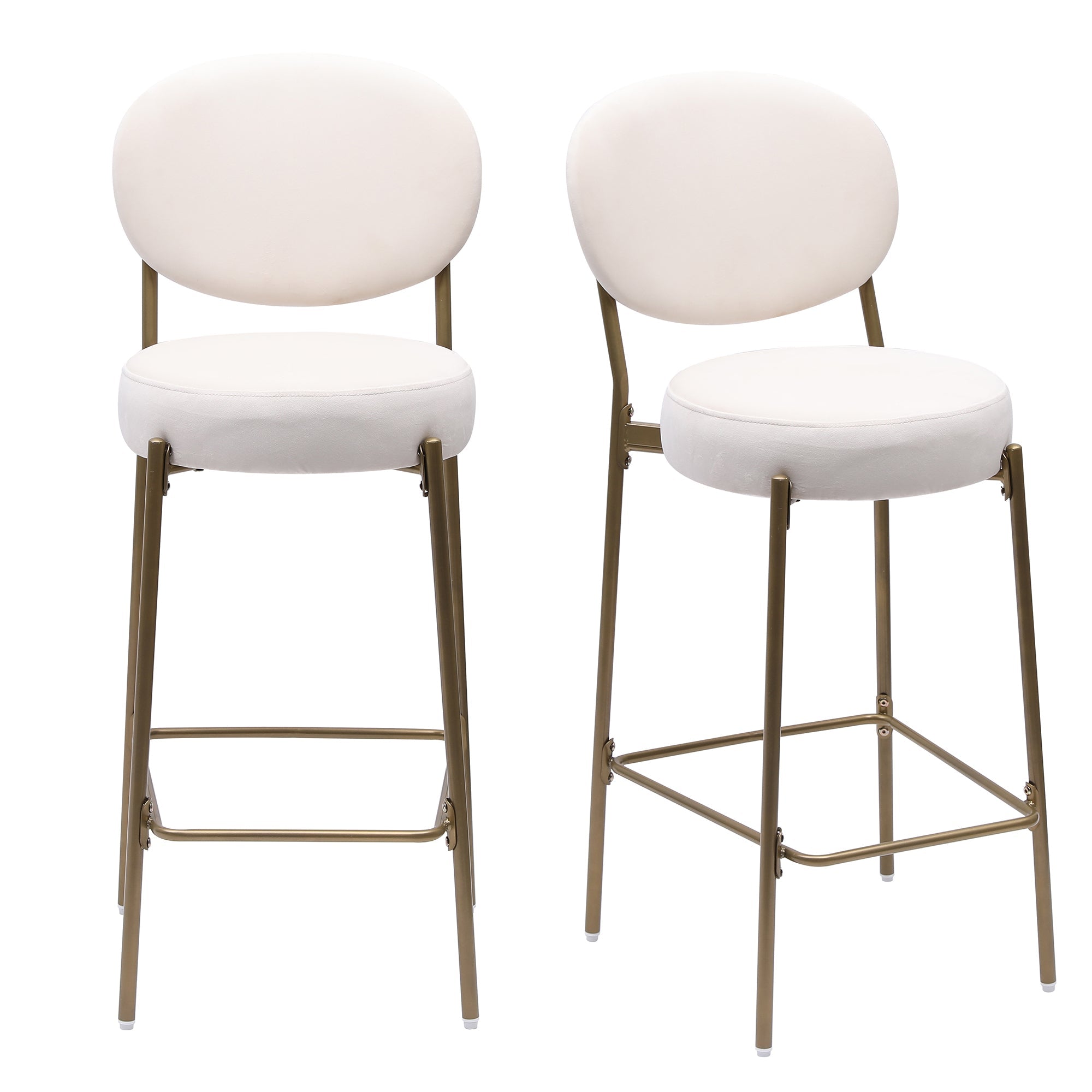 29'' Upholstered Velvet Bar Stools with Backrest & Footrest - Set of 2