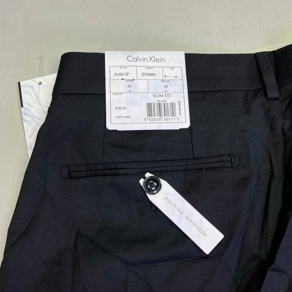 CALVIN KLEIN Slim Fit Slack Dress Pants Men's Sz 36W X 30L Black JMROPJJX0001