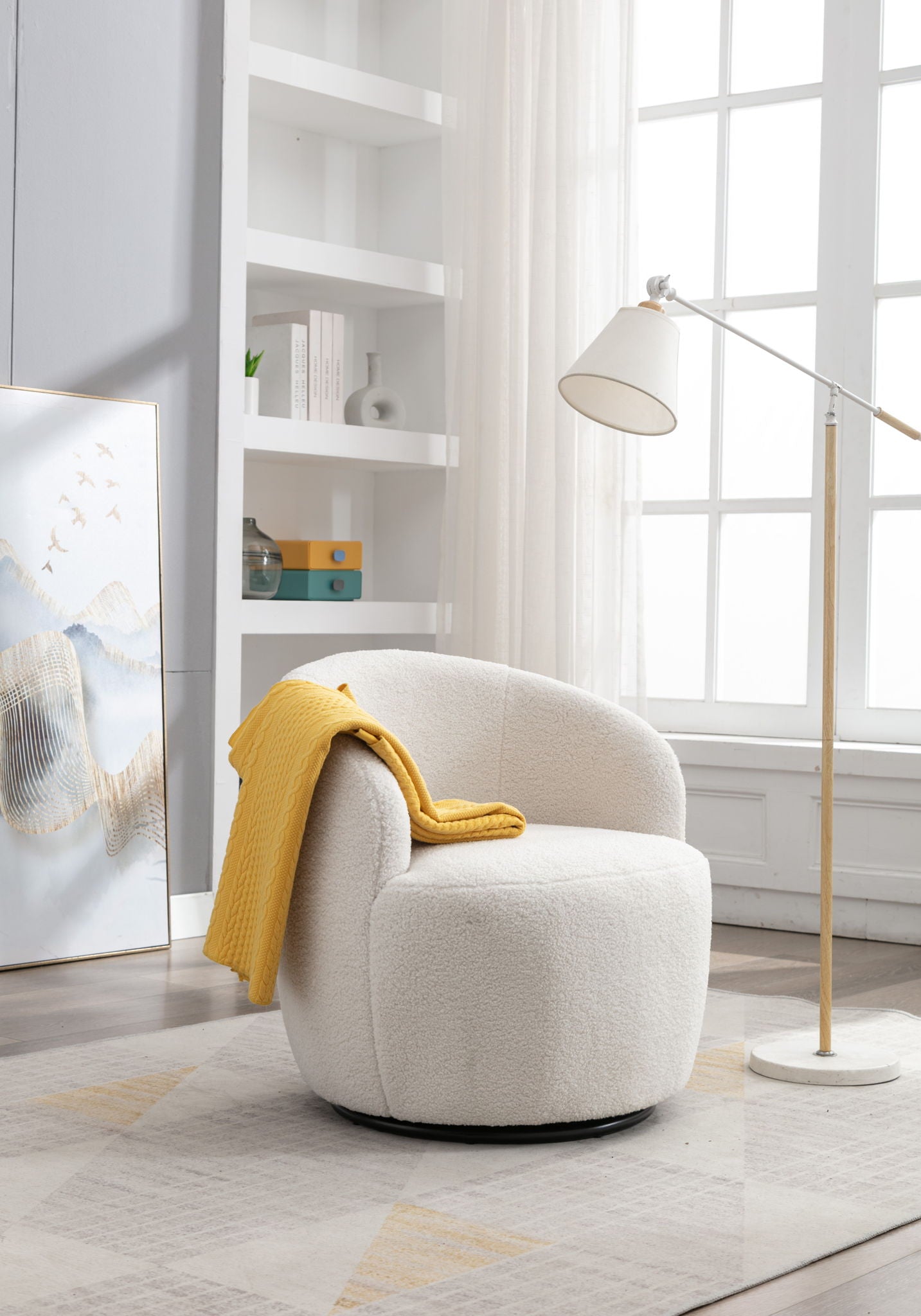 Teddy Fabric Swivel Accent Armchair Barrel Chair