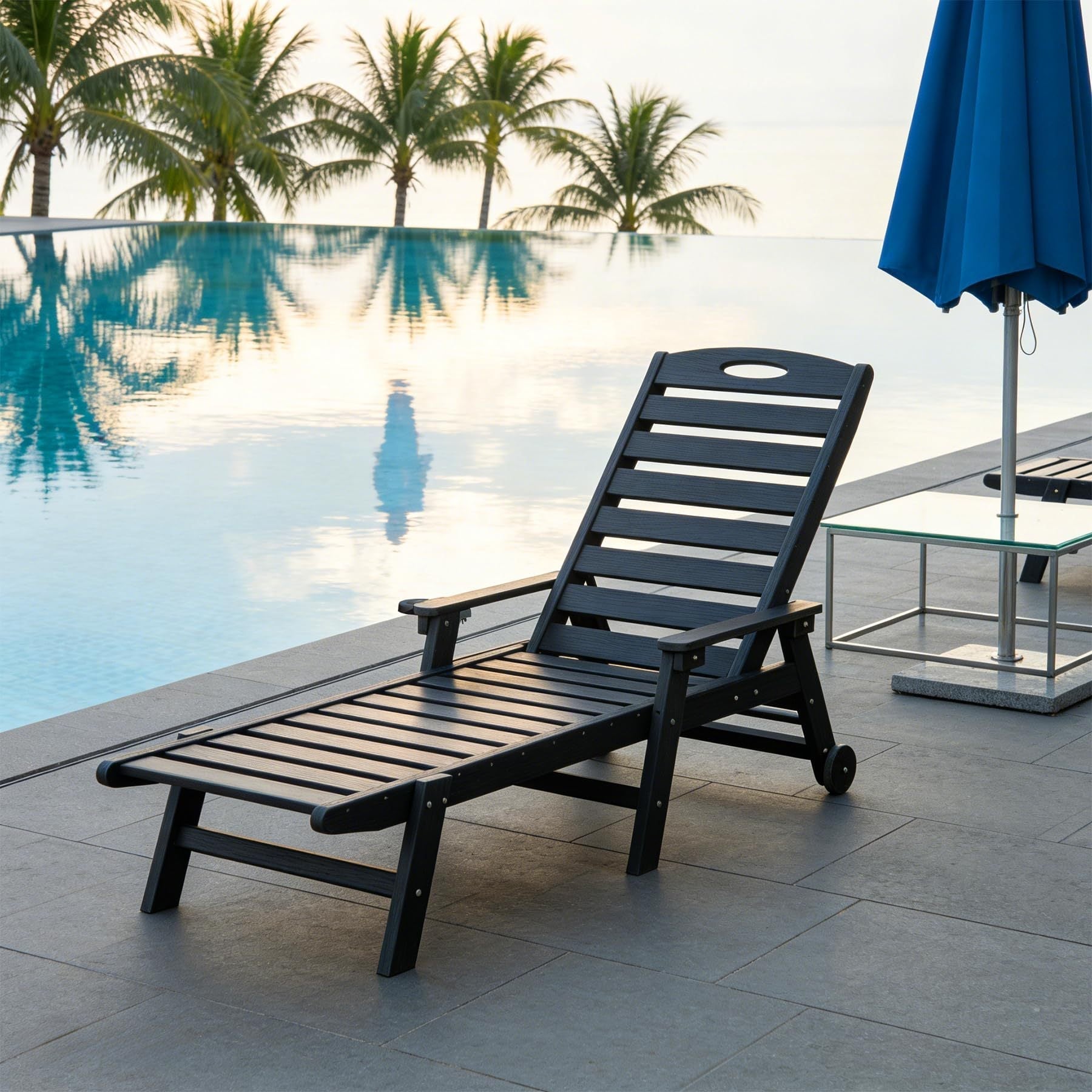 Patio Lounge Chair Outdoor with Reclining Backrest