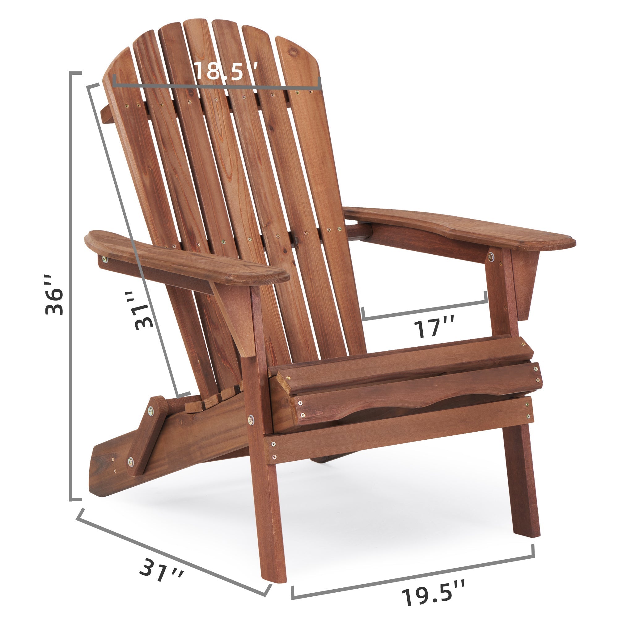 SoliWood Wooden Outdoor Folding Adirondack Chair Set of 2