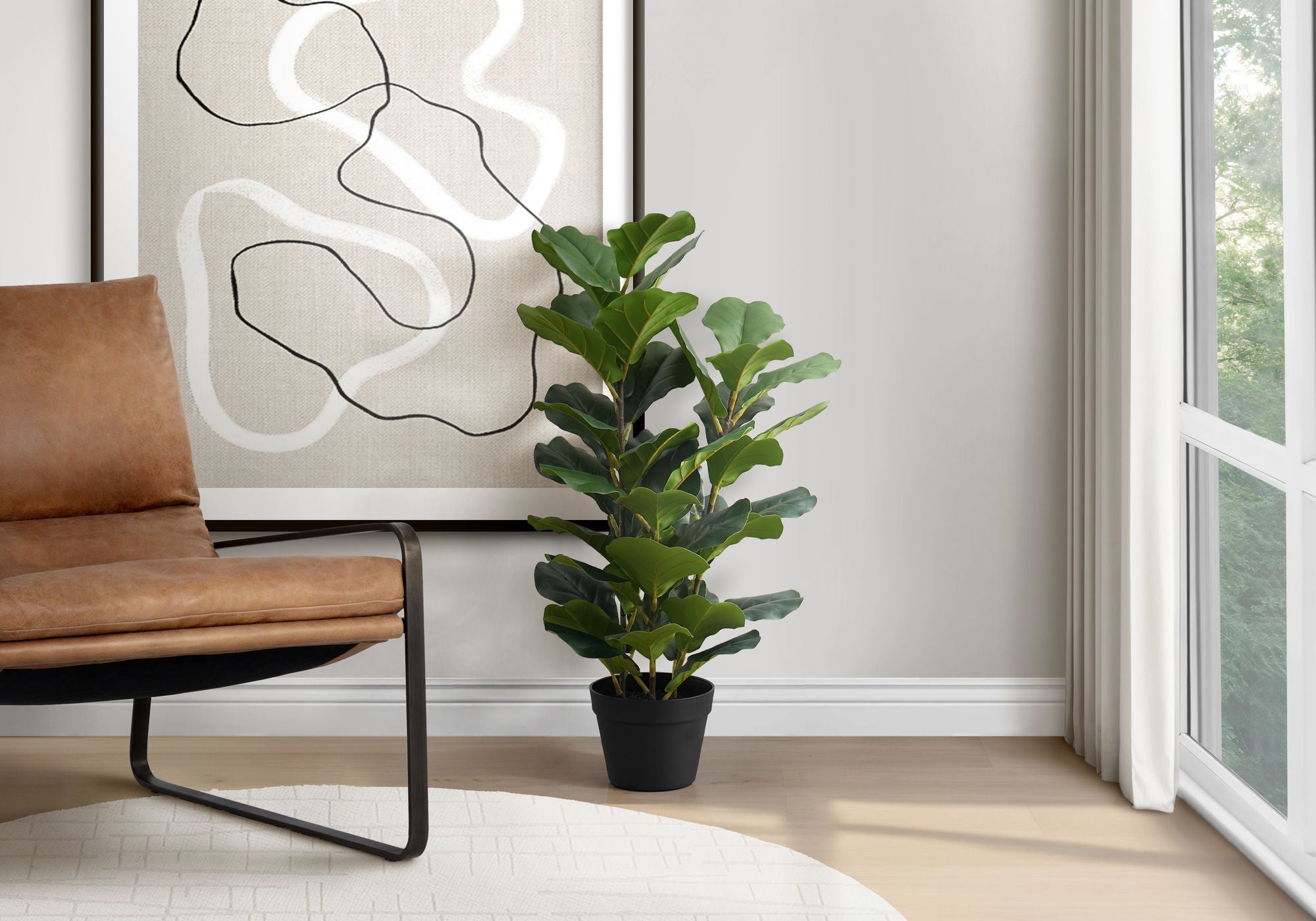 32" Tall Artificial Fiddle Tree Indoor Faux Plant