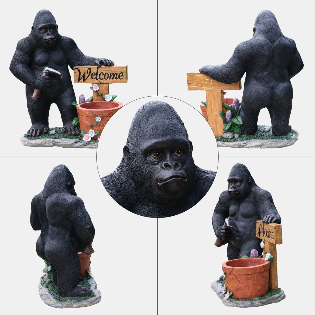 Outdoor Garden Sculpture Chimpanzee Flower Pot Planter