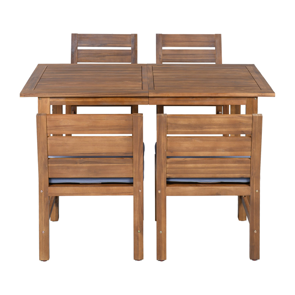U_STYLE Farmhouse 5-Piece Outdoor Patio Dining Set with Adjustable Legs