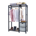 Garment Rack With Shelves, 2 Wicker Drawers, 4 Hooks Organizer
