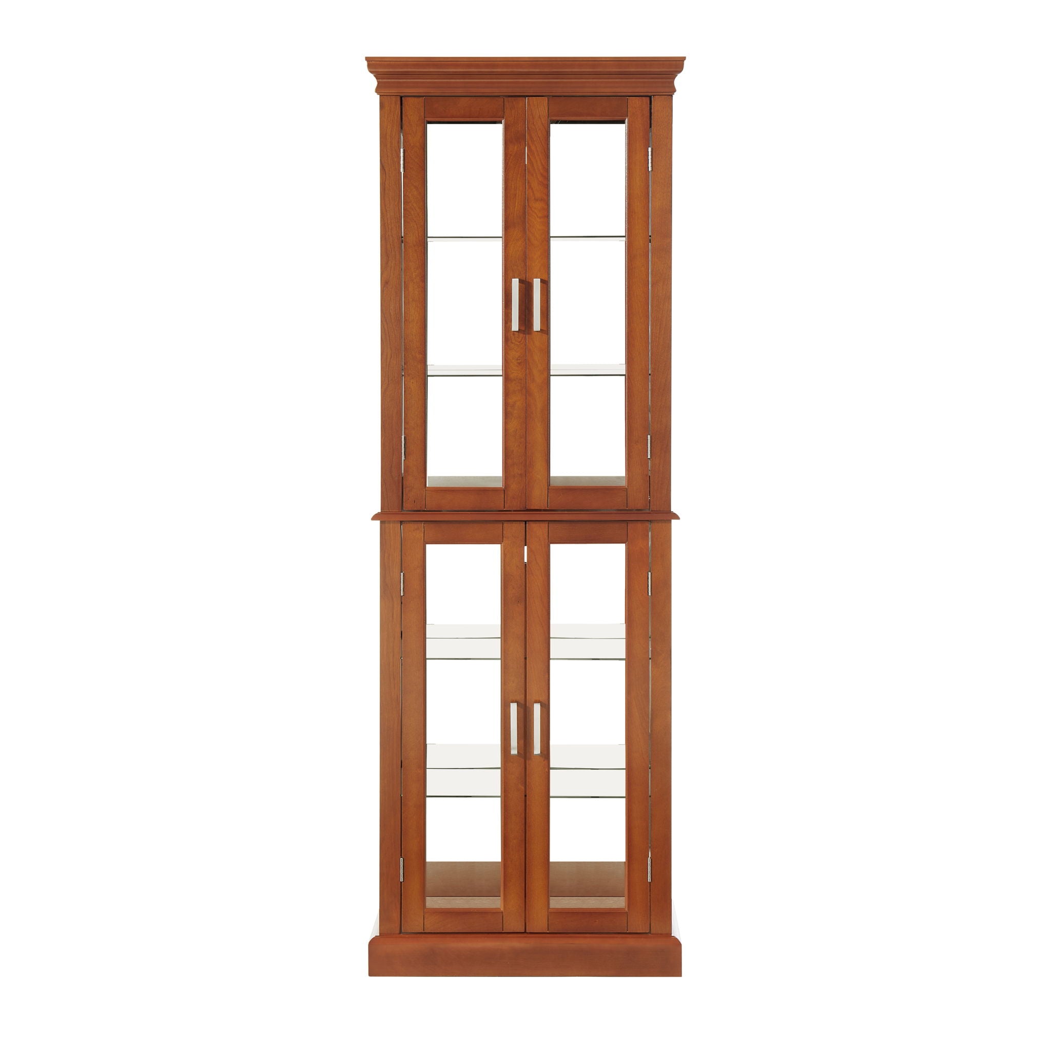 Lighted Curio Cabinet With Adjustable Shelves and Mirrored Back Panel