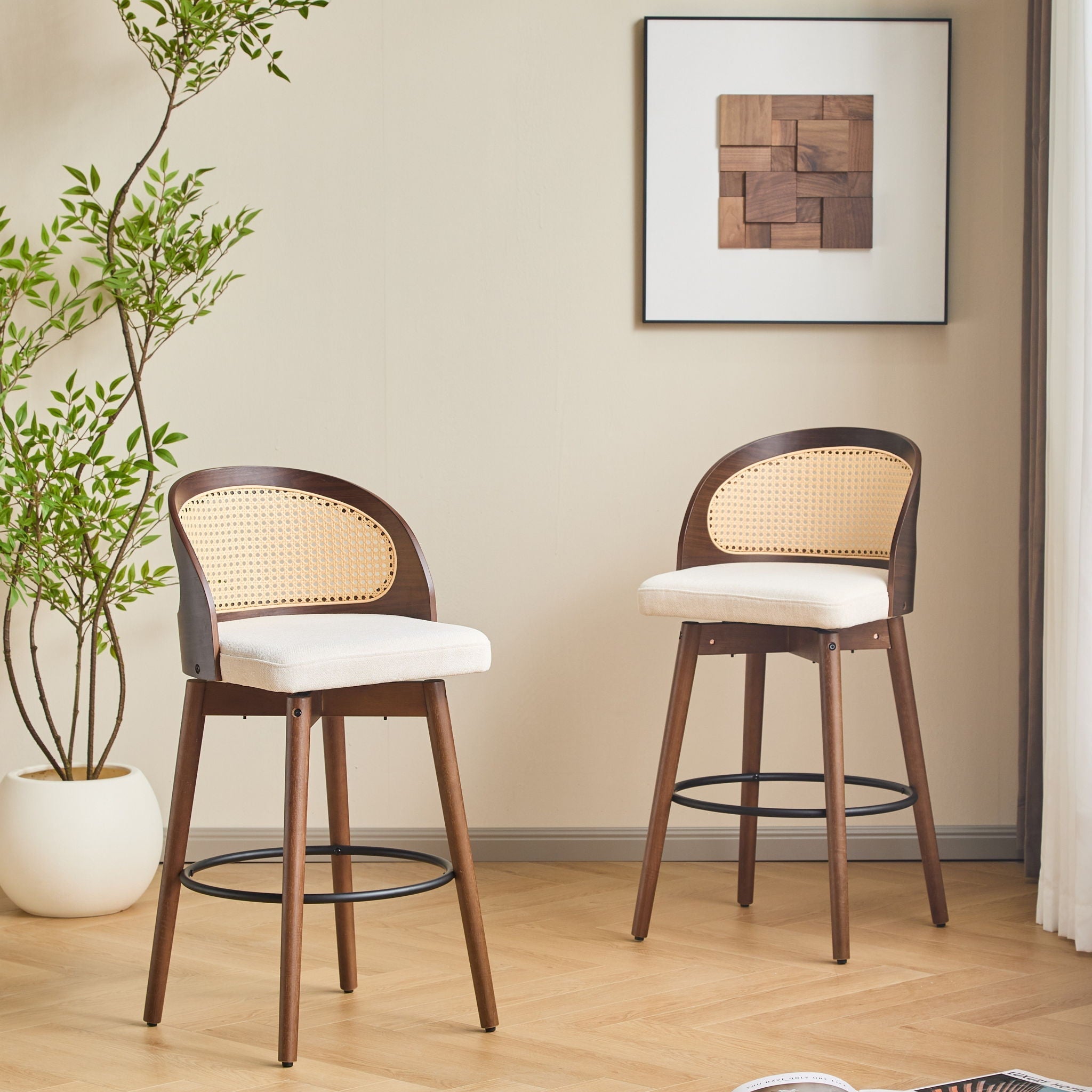 Como Indoor Wood Barstool Set of 2