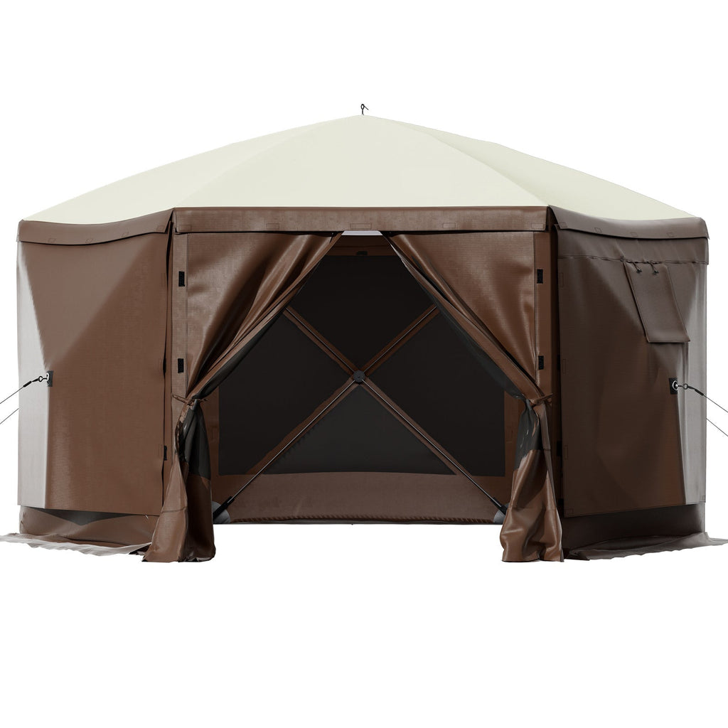 Camping Gazebo Tent, 10'x10', 6-Sided Pop-up Canopy Screen Tent