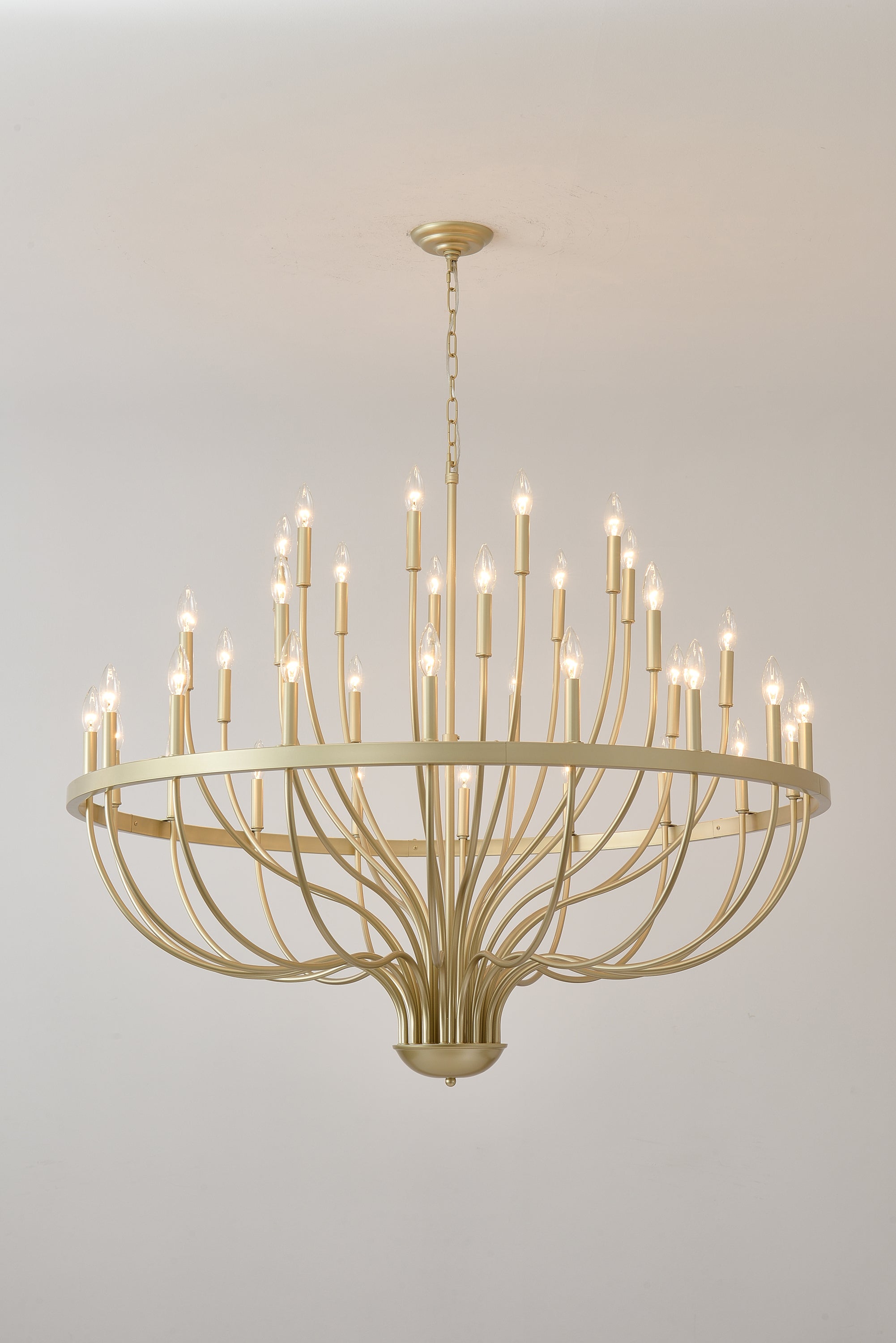 36-Light Gold Industrial Iron Candle Chandelier