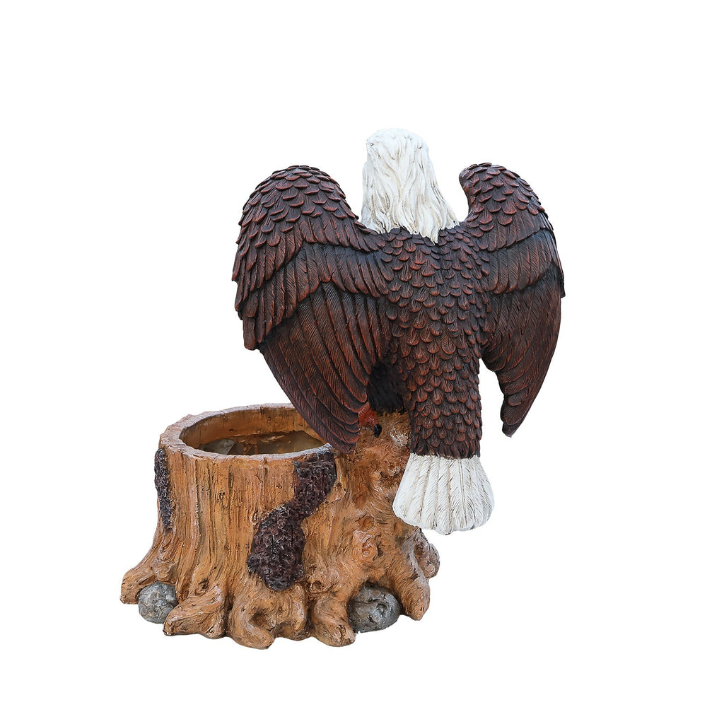 Majestic Eagle Garden Planter Pot on Tree Stump Base