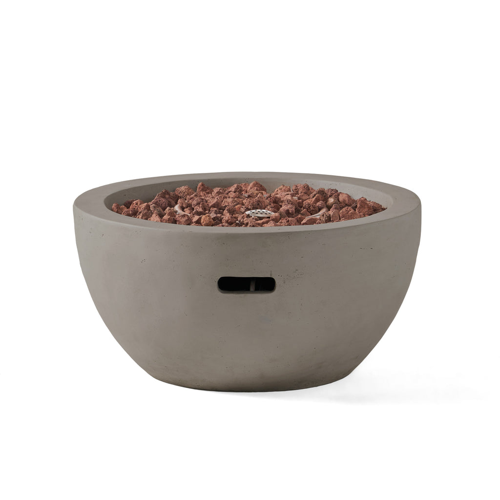 27' Bowl Shaped MGO 40,000 BTU Propane Fire Pit, Light Grey (Tank Cover not Included)