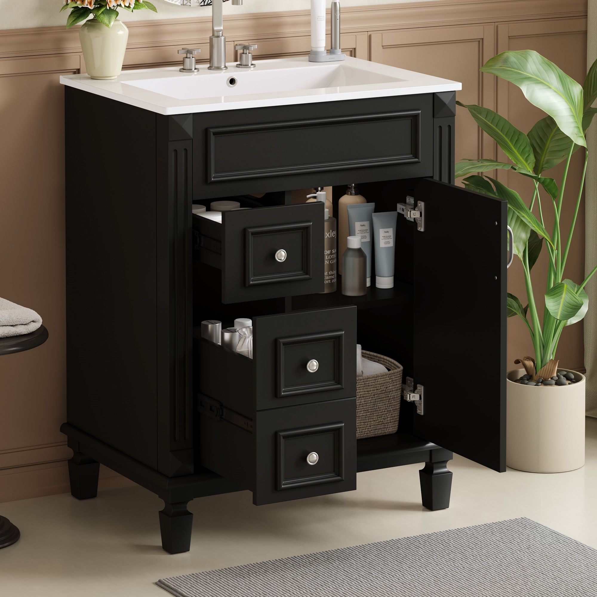 Bathroom Vanity With Sink, Compact Cabinet & 2 Drawers