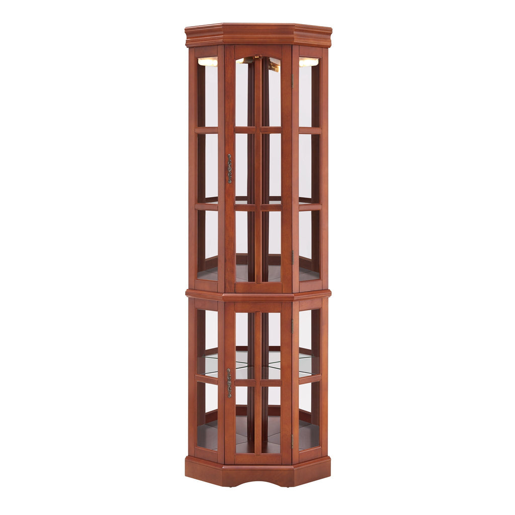 Corner Curio Cabinet With 5 Shelves And Lighting System