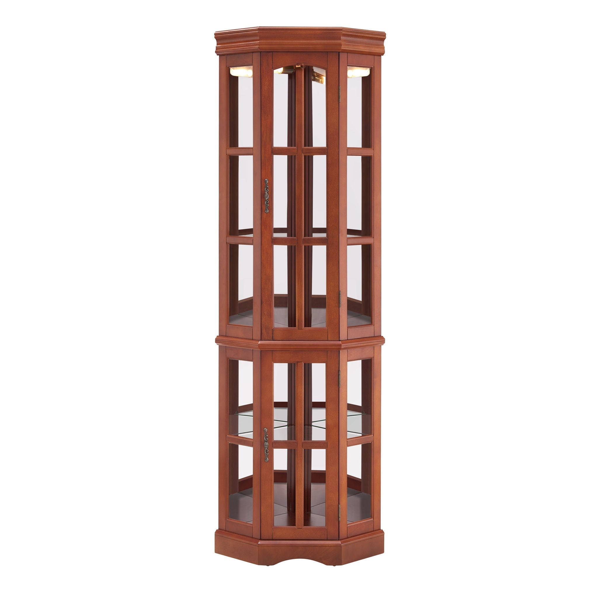 Corner Curio Cabinet With 5 Shelves And Lighting System