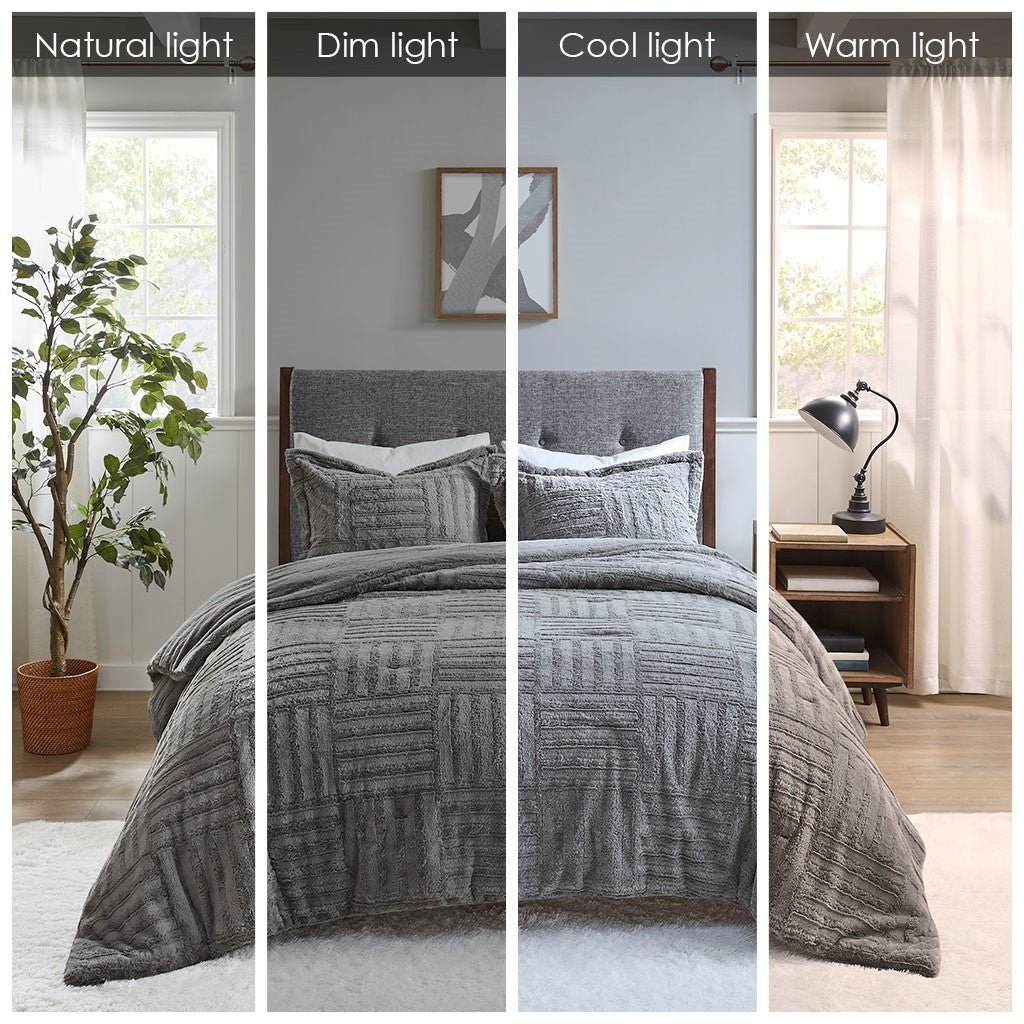 King/Cal King Faux Fur Down Alternative Comforter Mini Set
