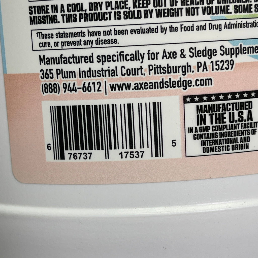 ZA@ AXE & SLEDGE Farm Fed 25G 100%Whey Protein Marshmallow Milk 28 Servings BB 04/26