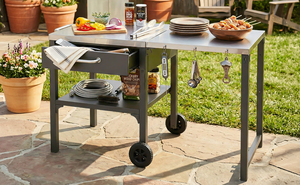 Outdoor Kitchen Cart Foldable Outdoor Prep Station